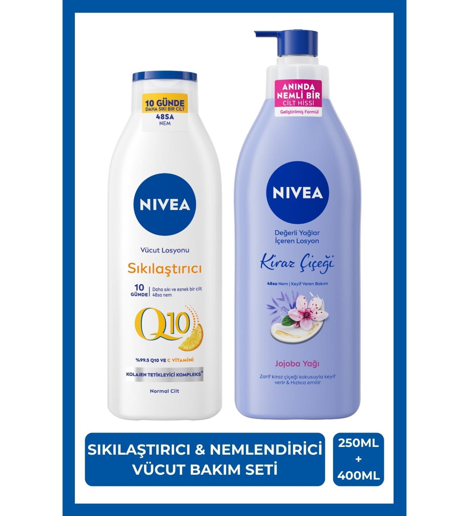NIVEA Q10 Firming Vitamin C Body Lotion 250ml and Cherry Blossom Body Lotion 400ml Moisturizing - Buy Online on GoSupps.com