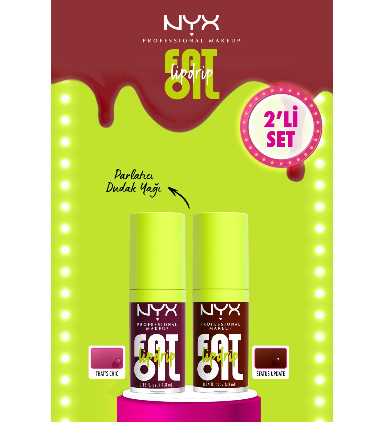 NYX Professional Makeup Fat Oil Lip Drip Shine Lip Oil - Thats Chic & Status Update - Buy Online on GoSupps.com