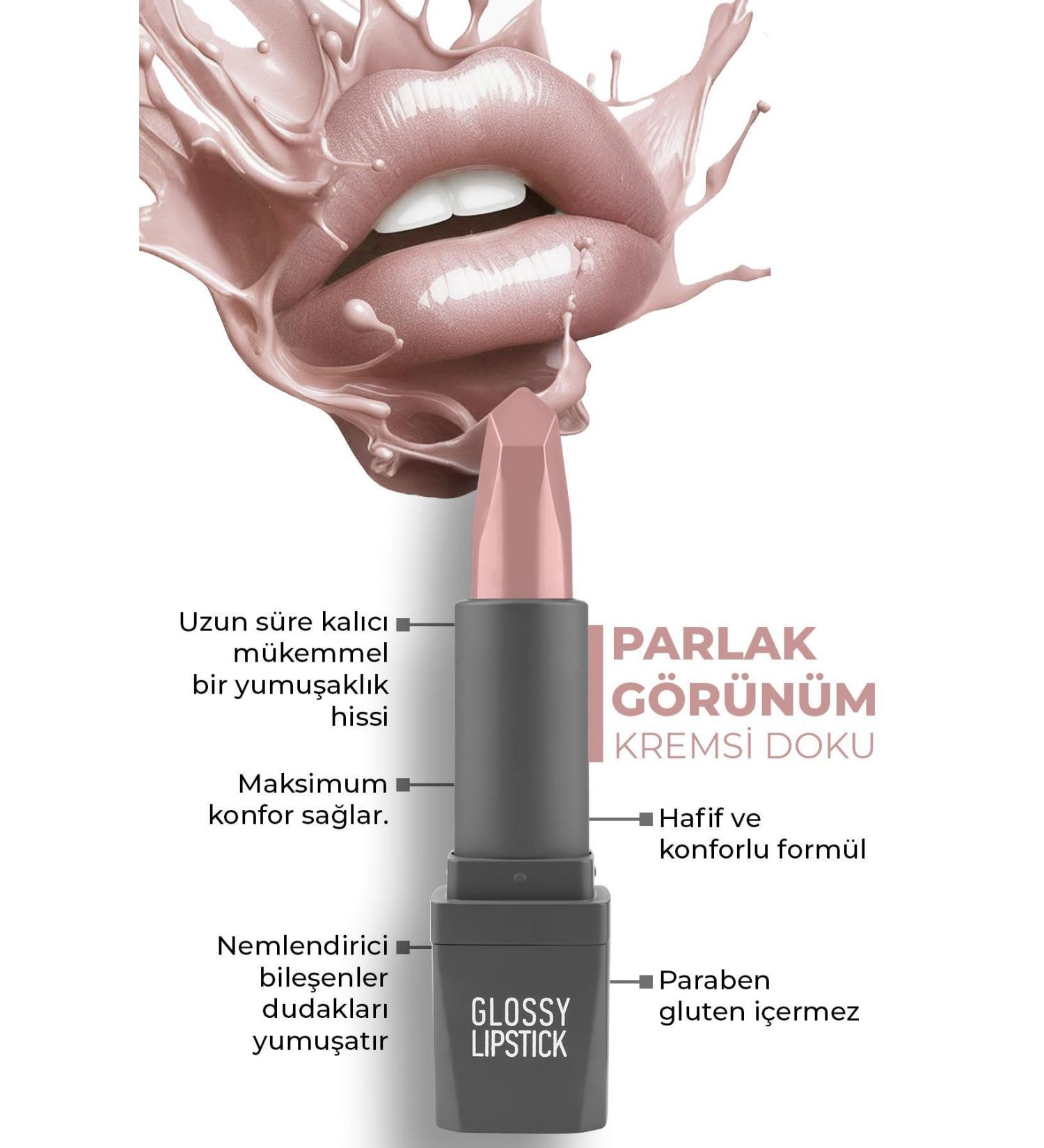 Alix Avien 301 Bright Pink Lipstick - Moisturizing Effect Smooth Lip Appearance - Glossy Lipstick