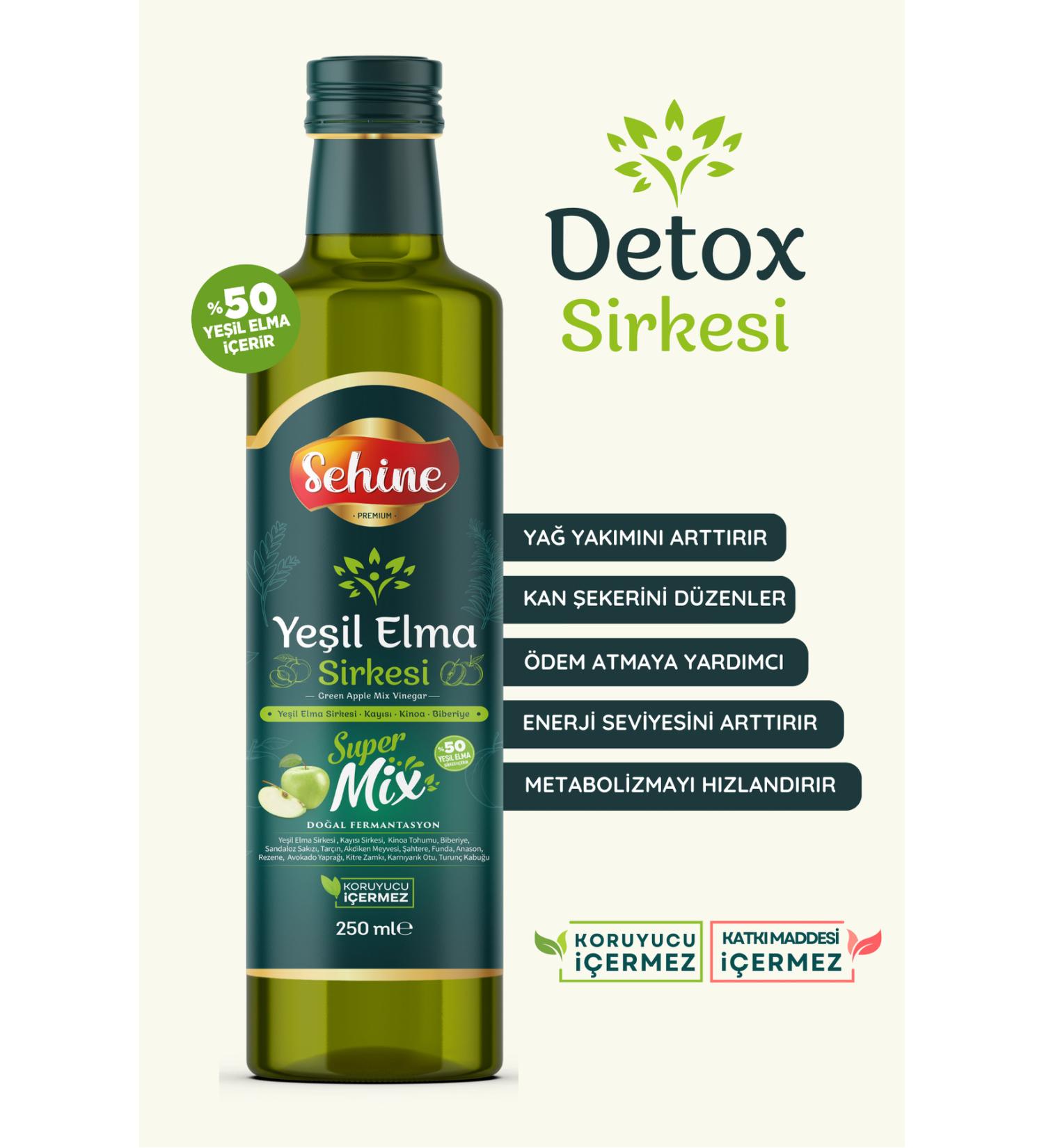 Sehine Green Apple Detox Vinegar Supermix Vinegar Helps to Eliminate Edema Natural Fermentation 250ml - Buy Online on GoSupps.com