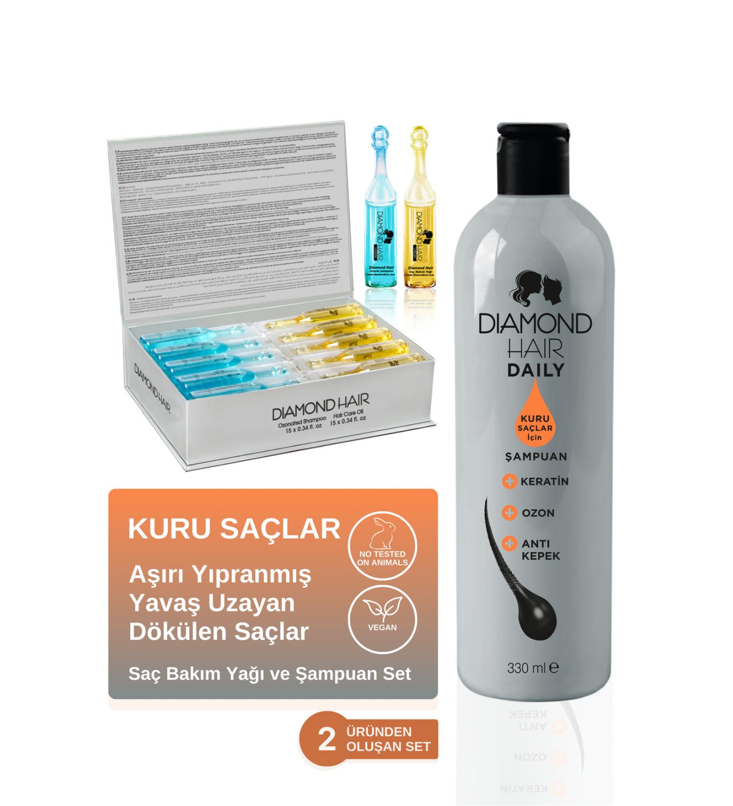 DIAMOND HAIR Moisture Filling Shampoo and Hair Care Oil Set for Dry Hair Types - Buy Online on GoSupps.com