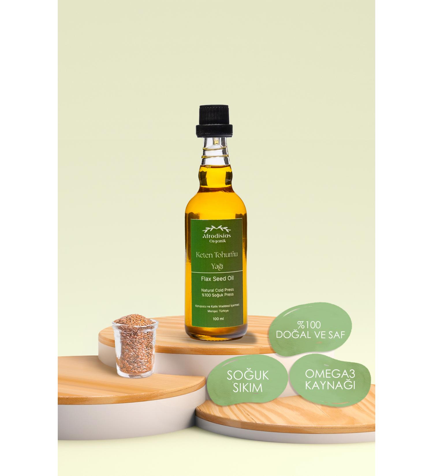 Afrodisias Organic Linseed Oil 100 ML - 0 Natural Cold Pressed - Omega3 Source