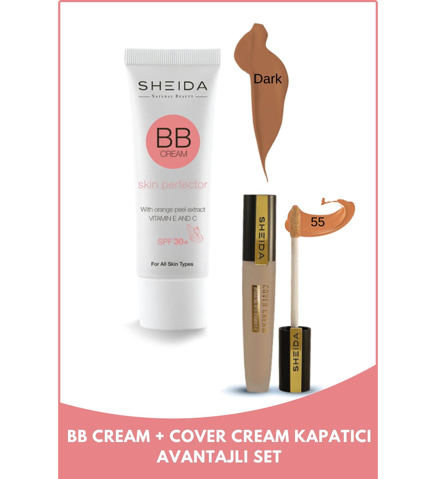Sheida BB Cream Dark and Cover Cream Concealer 55 Duo Set (DARK COLOR)