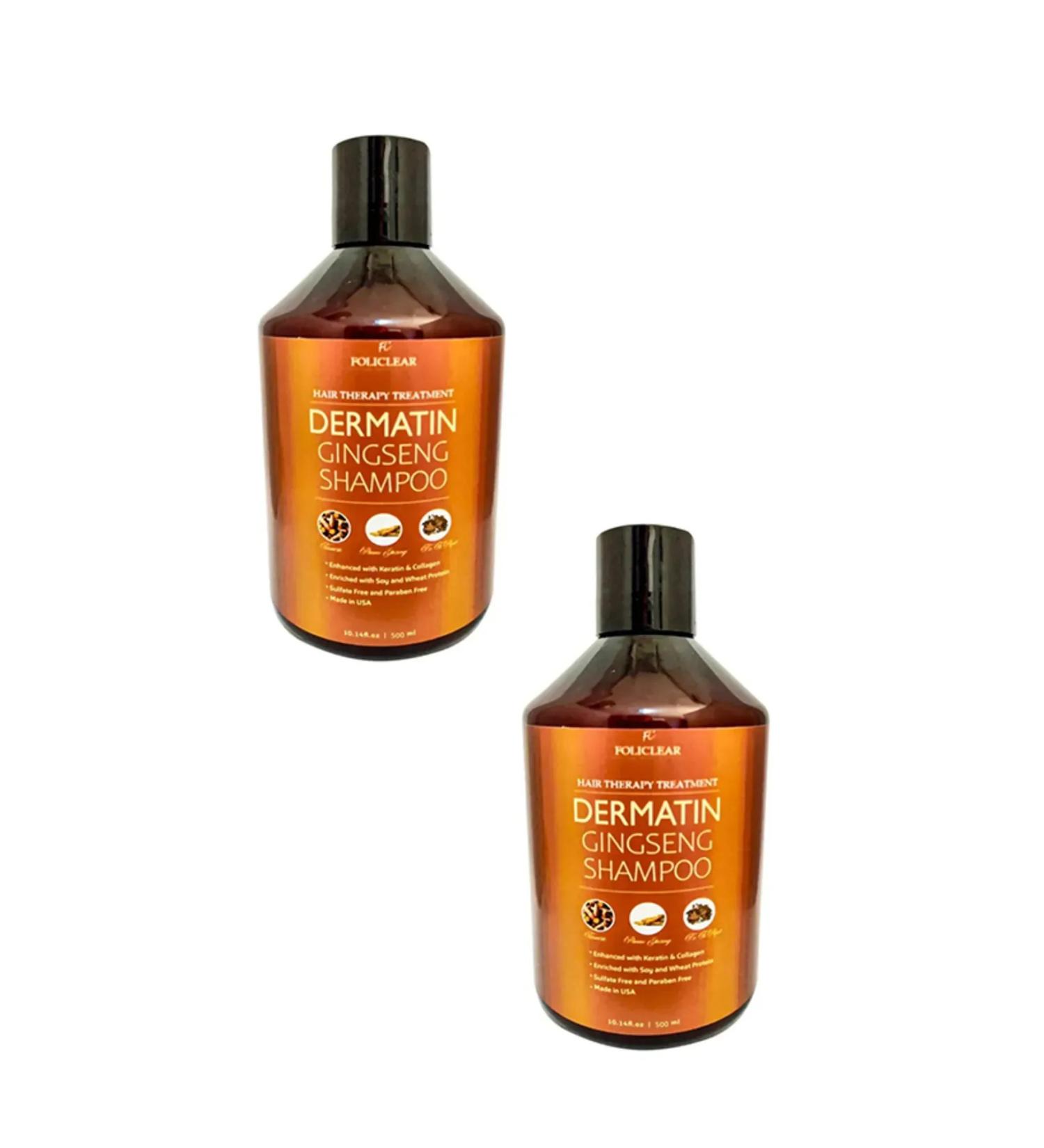 Pure Creams Anti Hair Loss Fast Hair Growth Nourishing Dermatin Gingseng Miracle Shampoo 500 ML x2 Pieces