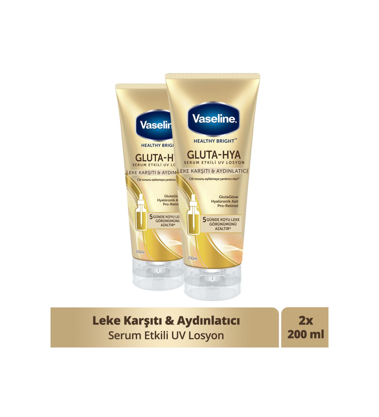 Vaseline Gluta Hya Serum Effective UV Body Lotion Anti-Stain and Brightening 200 ml X2 - Buy Online on GoSupps.com