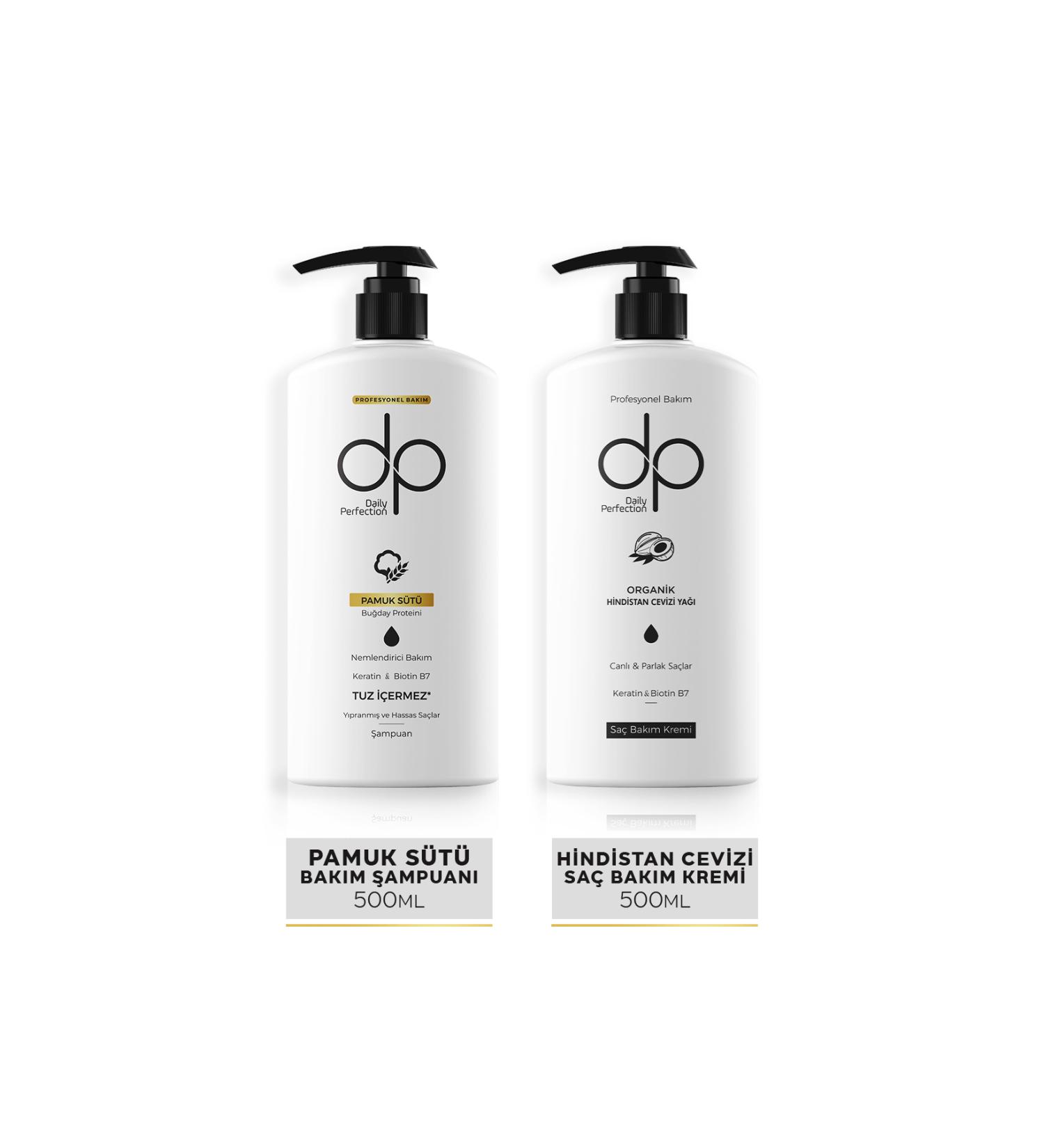 dp Daily Perfection Shampoo Cotton Milk 500 ml & Hair Care Conditioner Coconut Oil 500 ml - Buy Online on GoSupps.com