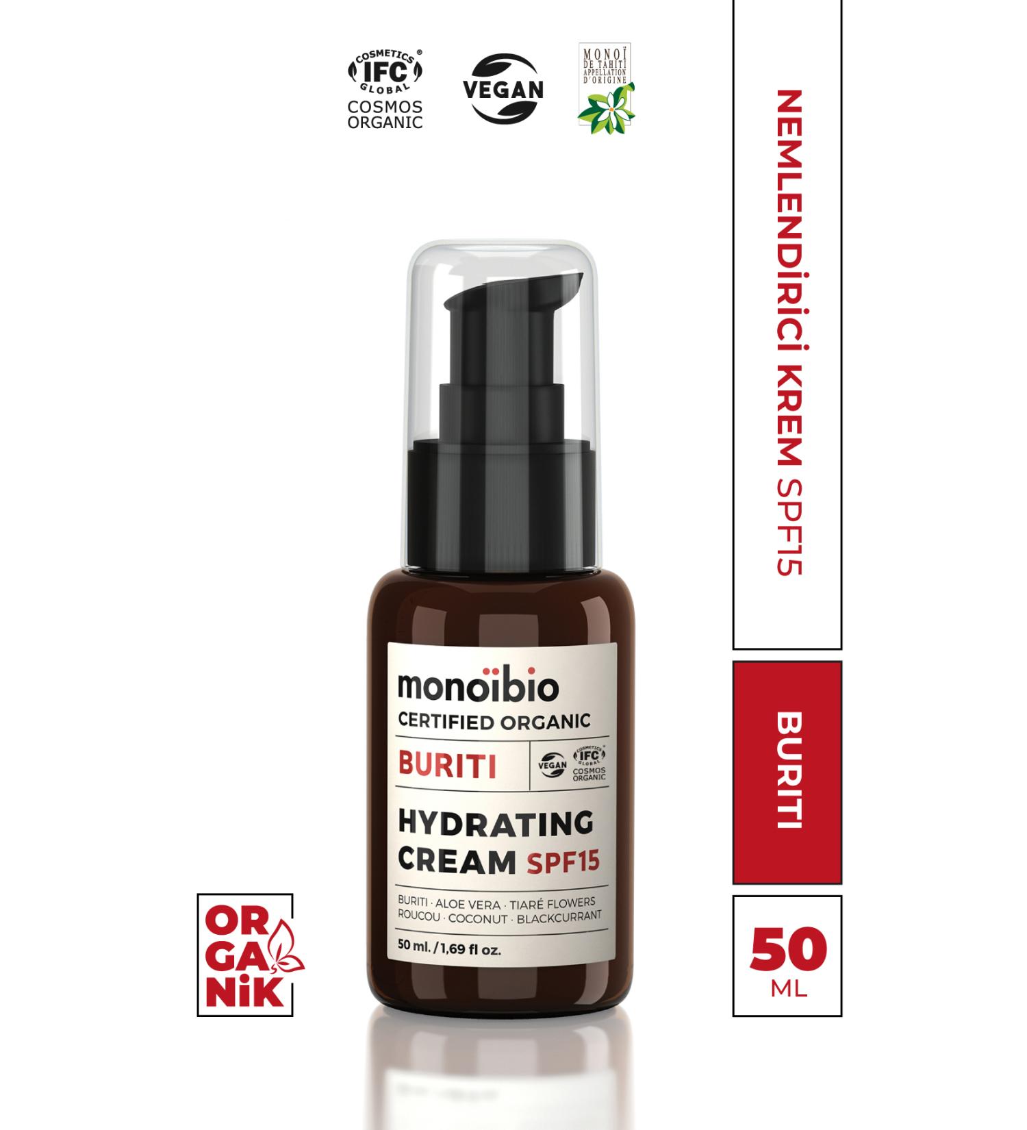 Monoibio Organic Certified Moisturizing Skin Care Cream - Buriti Hydrating Cream Spf15 - Buy Online on GoSupps.com