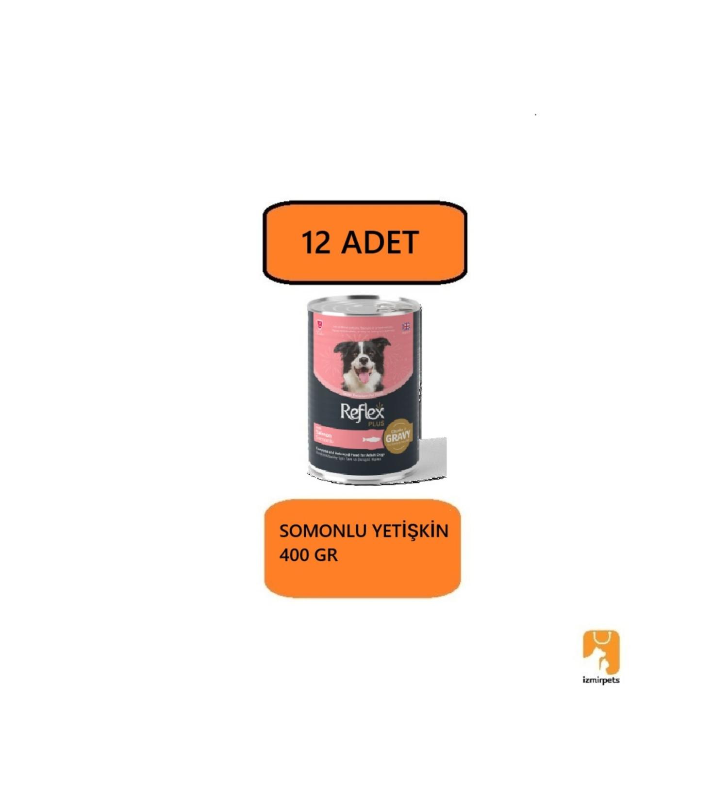 Reflex Plus Adult Dog Wet Canned Food with Salmon and Meat Pieces in Sauce 400 Gr X 12 PIECES