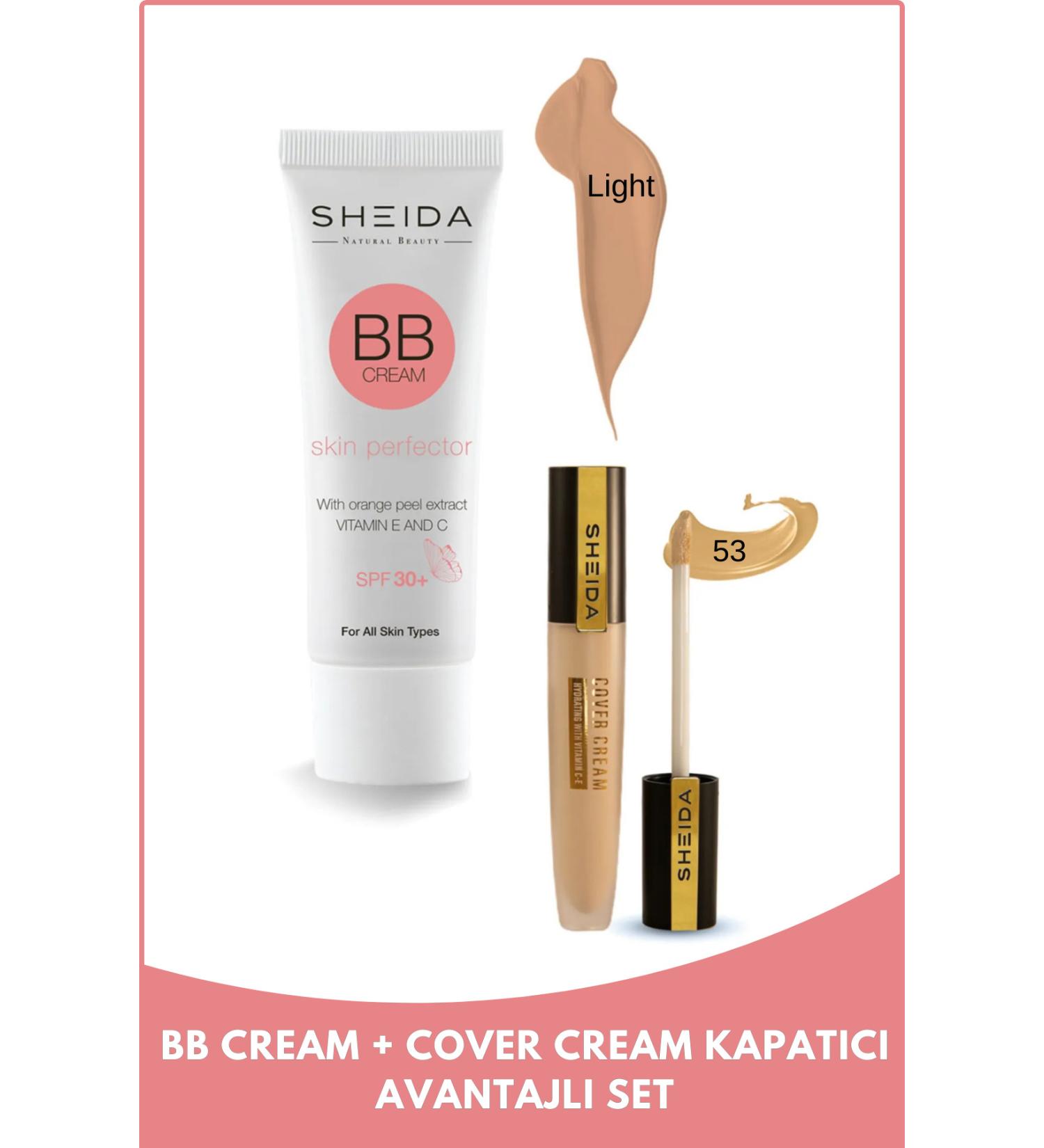 Sheida Bb Cream Light and Cover Cream Concealer 53 Duo Set (LIGHT COLOR)