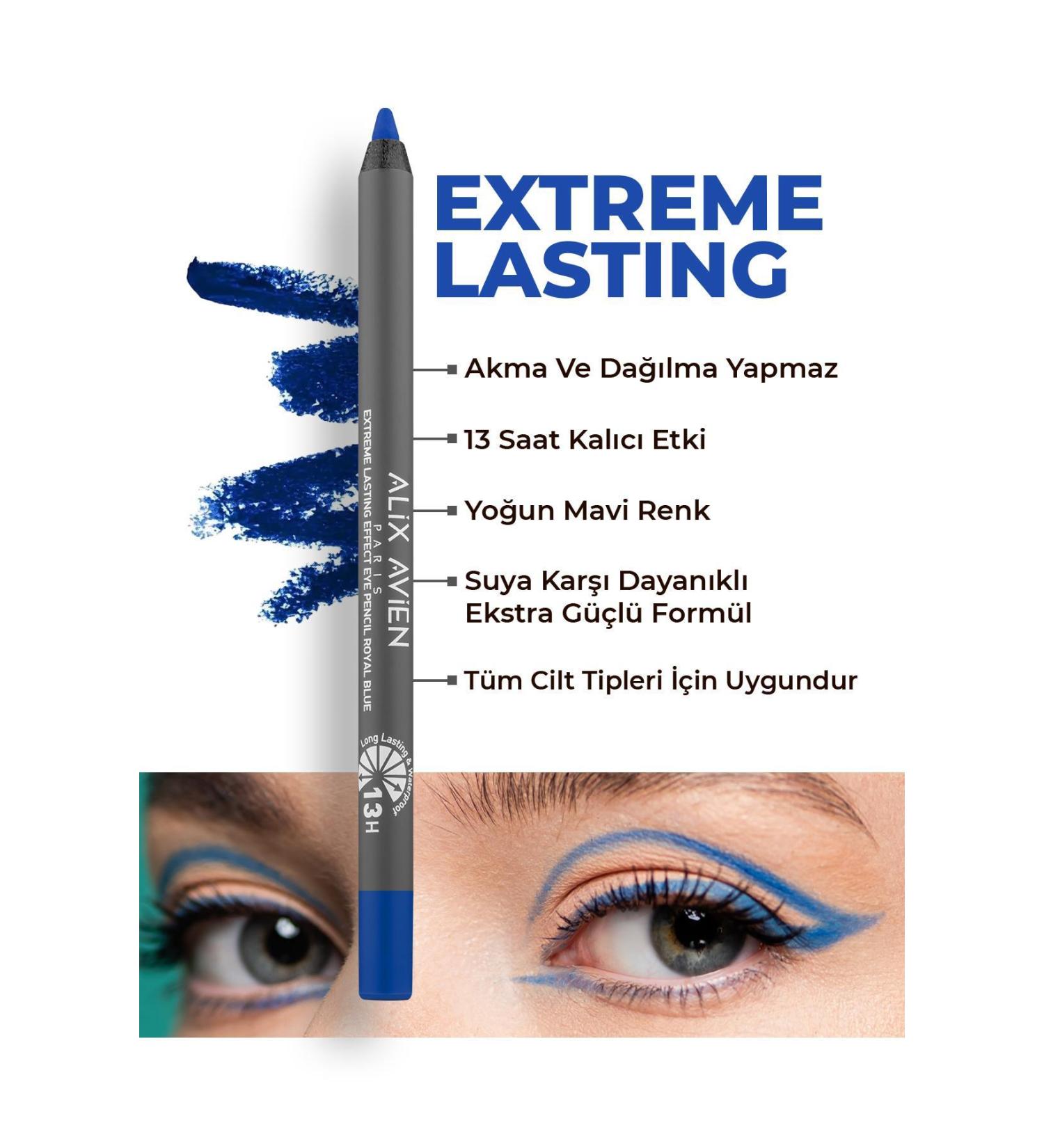 Alix Avien Waterproof Blue Eye Pencil - 13 Hours Lasting Effect - Extreme Lasting Effect Eye Pencil Royal Blue - Buy Online on GoSupps.com