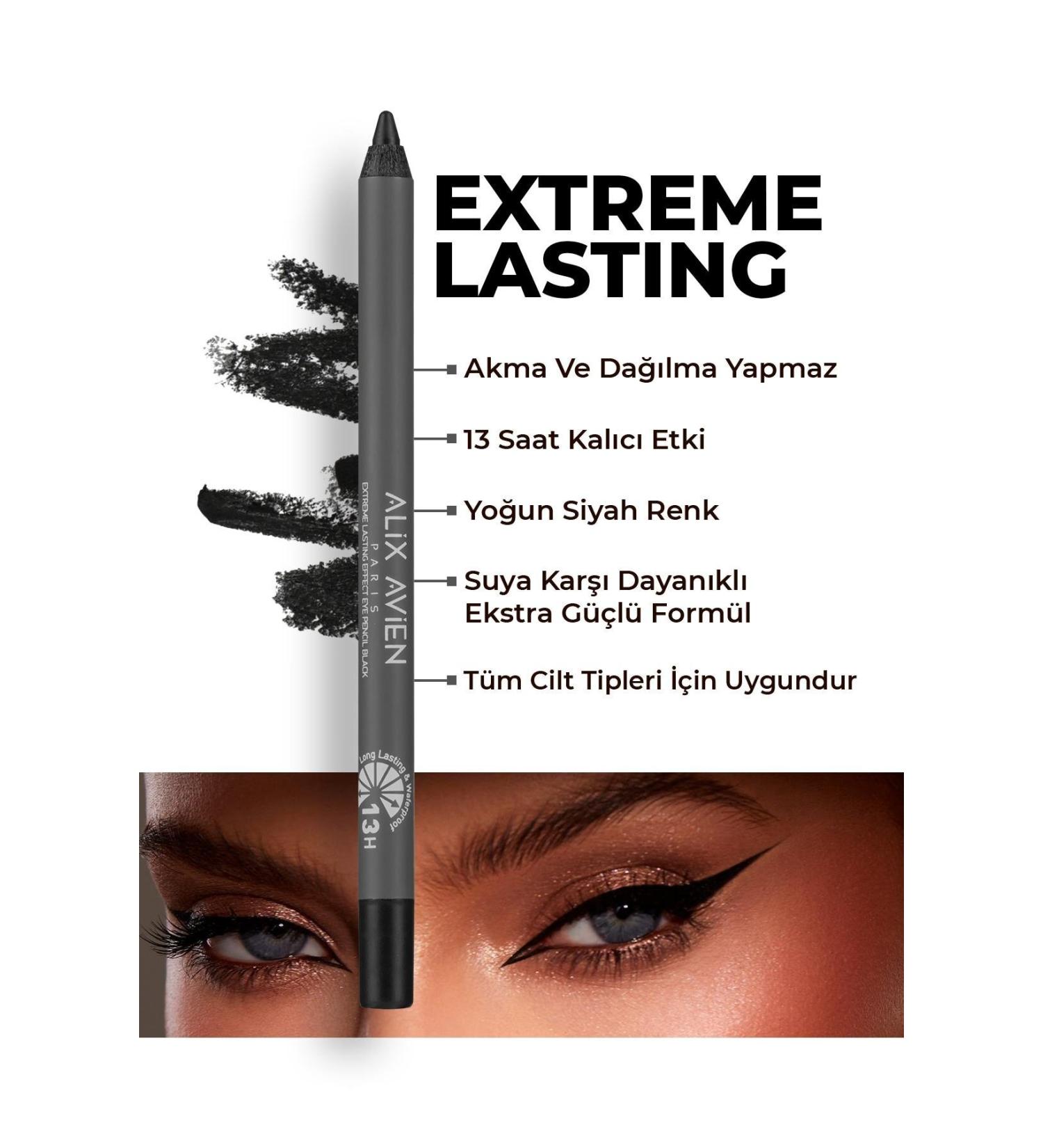 Alix Avien Waterproof Black Eye Pencil - 13 Hours Lasting Effect - Extreme Lasting Effect Eye Pencil Black - Buy Online on GoSupps.com