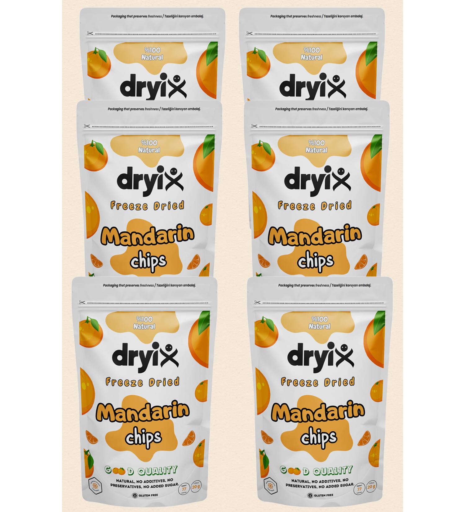 Dryix 6 Pack Dried Tangerine 20 Gr Freeze Dried Crispy Fruit Chips Freeze Dried