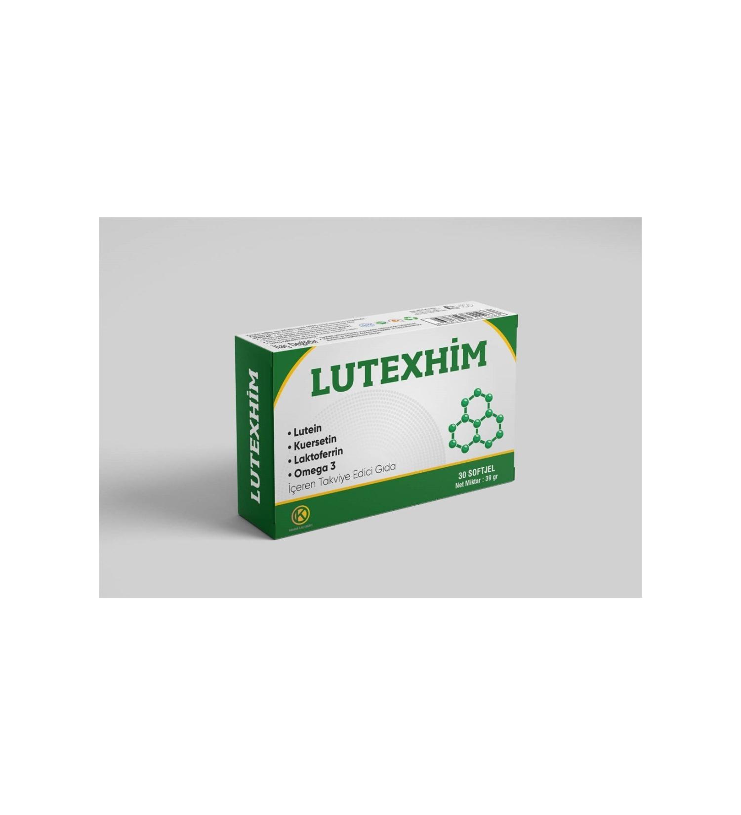 Kuazar la Lutexhim - Food Supplement Containing Lutein Lactoferrin Quercetin and Omega 3 30 Softgels