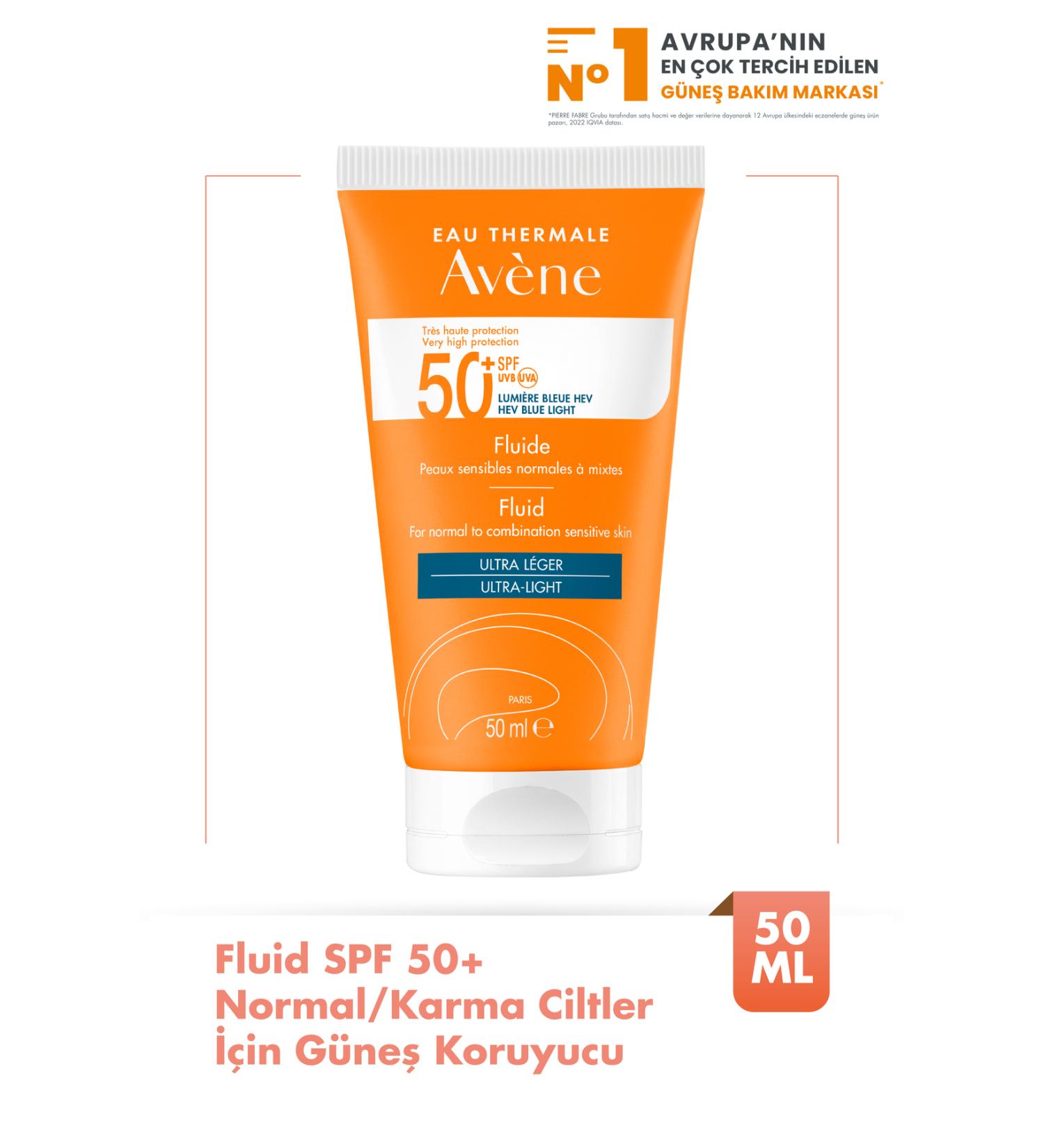 Avene Fluid SPF 50+ High Protection Sun Cream for Normal or Combination Skin 50 ml - Buy Online on GoSupps.com