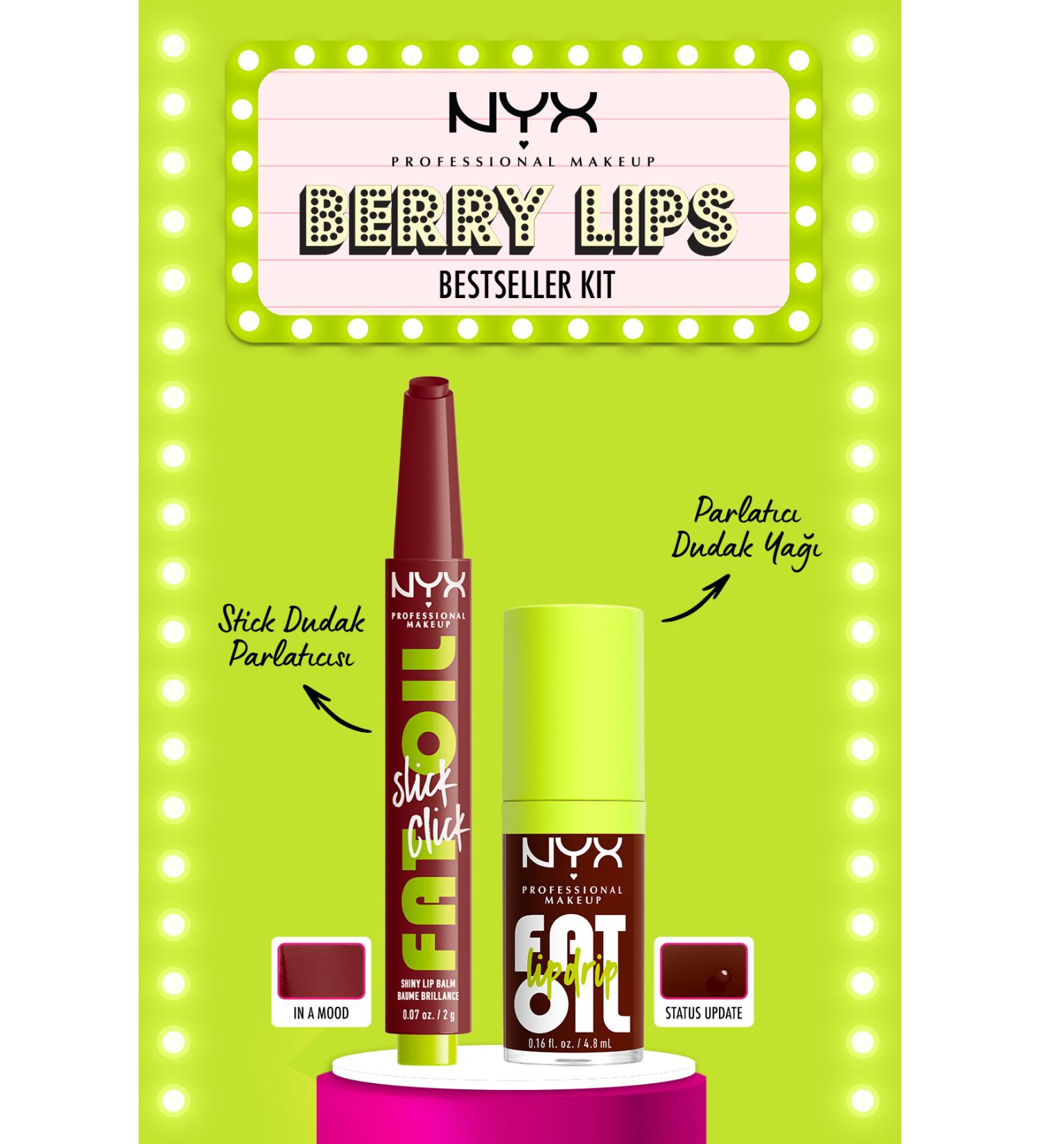 NYX Professional Makeup Fat Oil Lip Drip Shine Lip Oil Status Update & Slick Click 11 Shine Lip Balm - Buy Online on GoSupps.com
