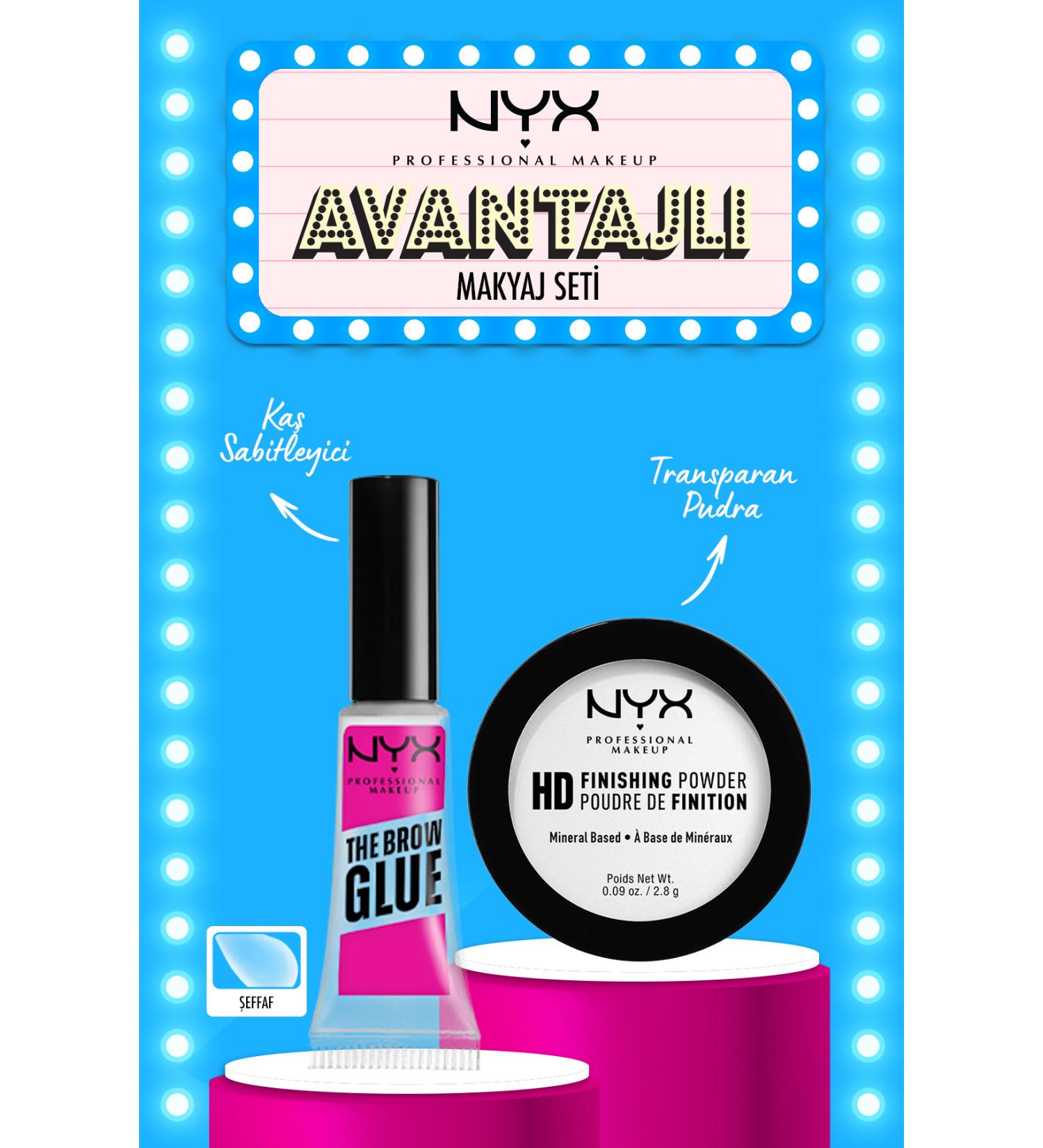 NYX Professional Makeup The Brow Glue Instant Brow Styler - Transparent Eyebrow Fixing Mascara & High Definition Mini Powder - Buy Online on GoSupps.com