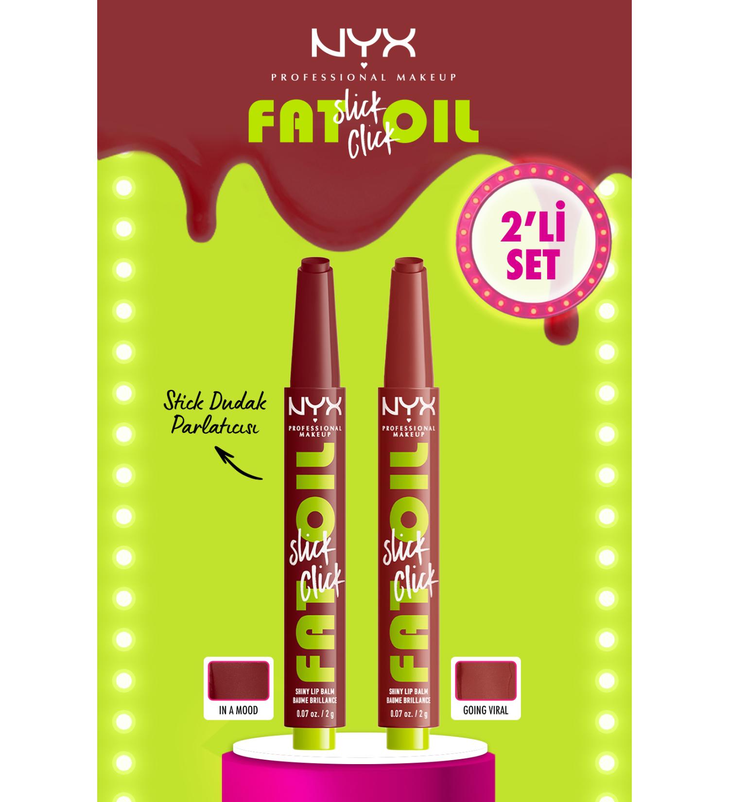 NYX Professional Makeup Fat Oil Slick Click Shine Lip Balm - 04 Going Viral & 11 In a Mood - Buy Online on GoSupps.com