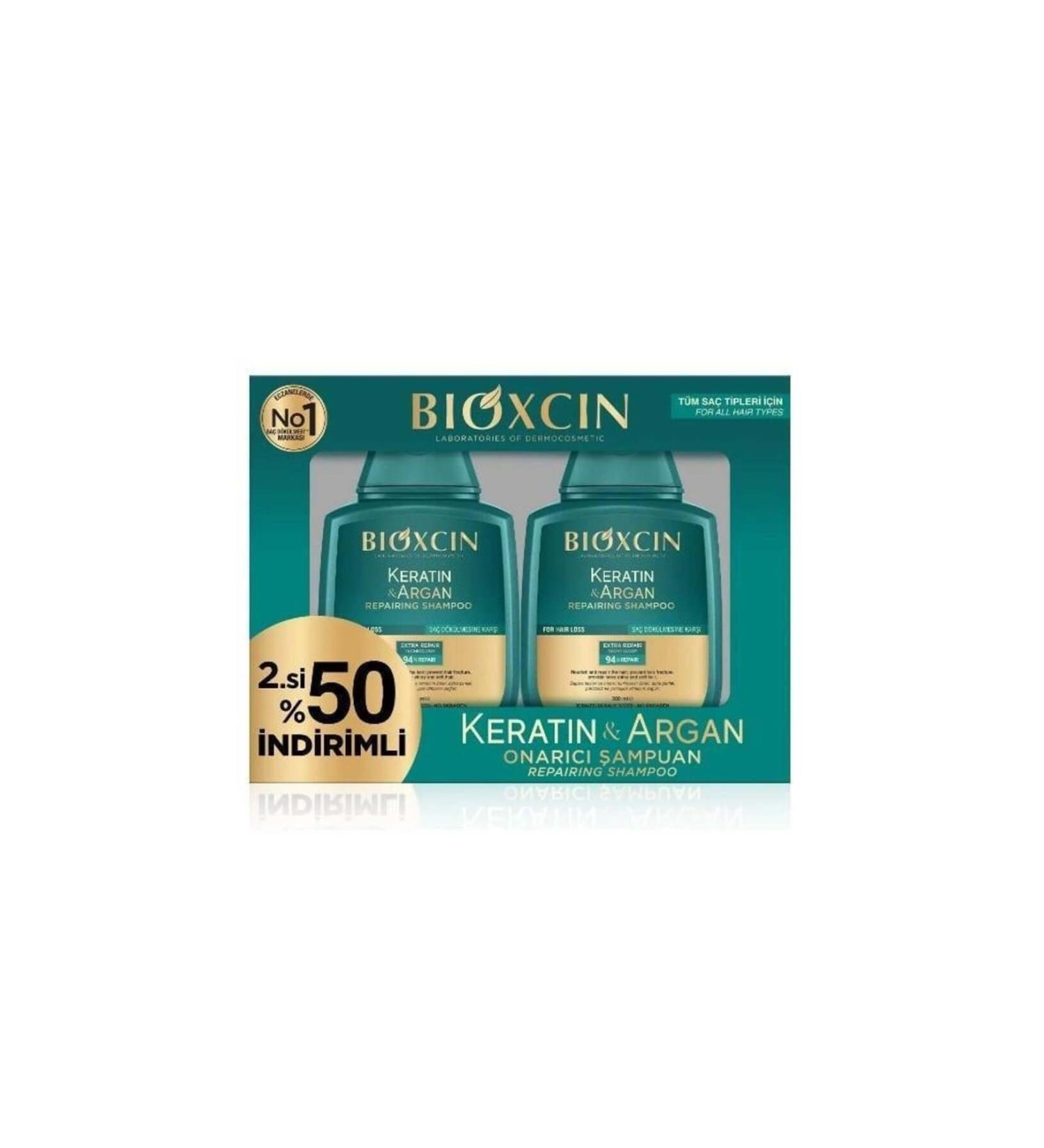 Bioxcin Keratin Argan Shampoo for Damaged Hair 300 ML Dual Advantage Package