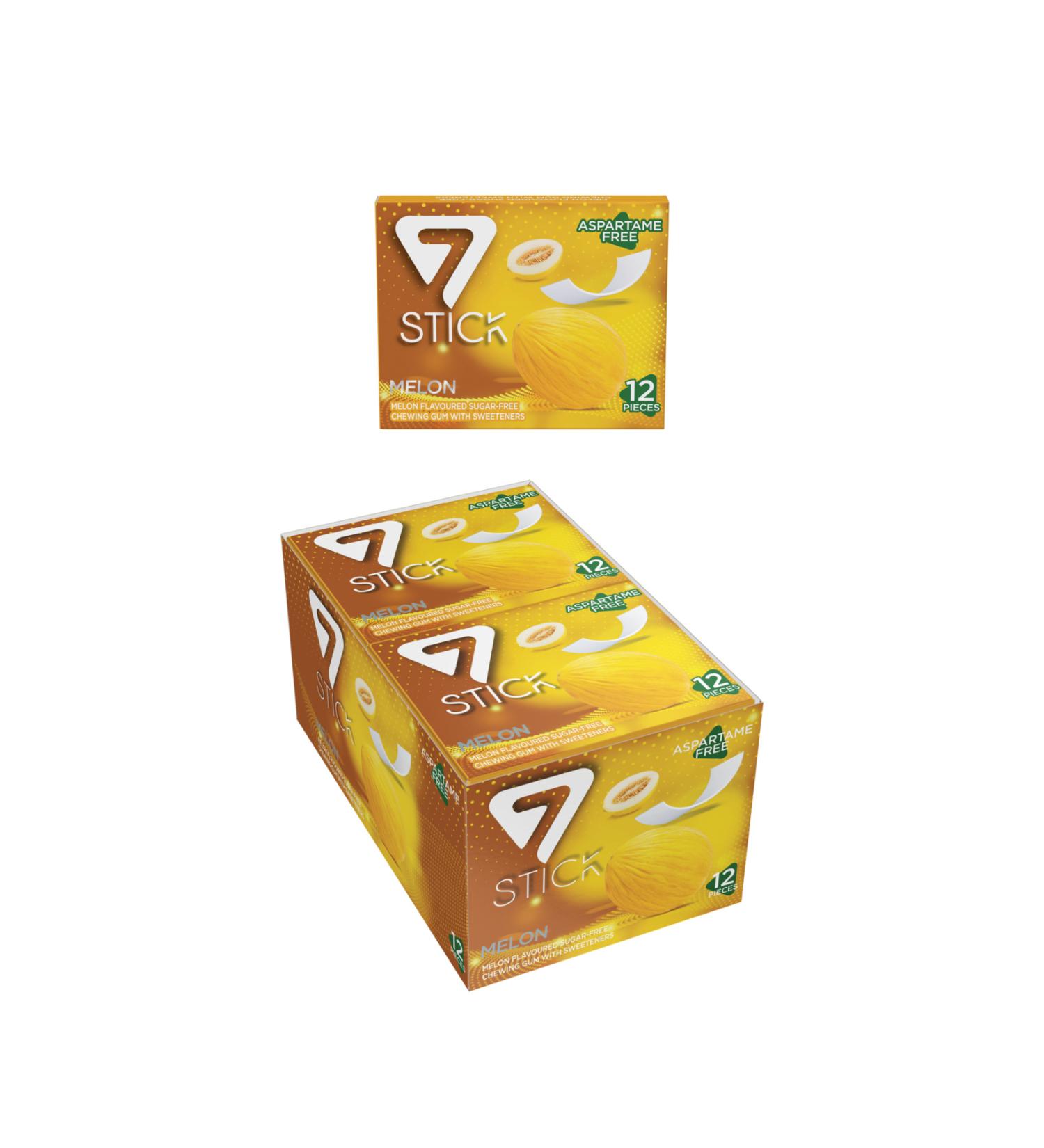 7 STICK 7STICK SUGAR-FREE 12-PIECE MELON-FLAVOURED GUM 33*12
