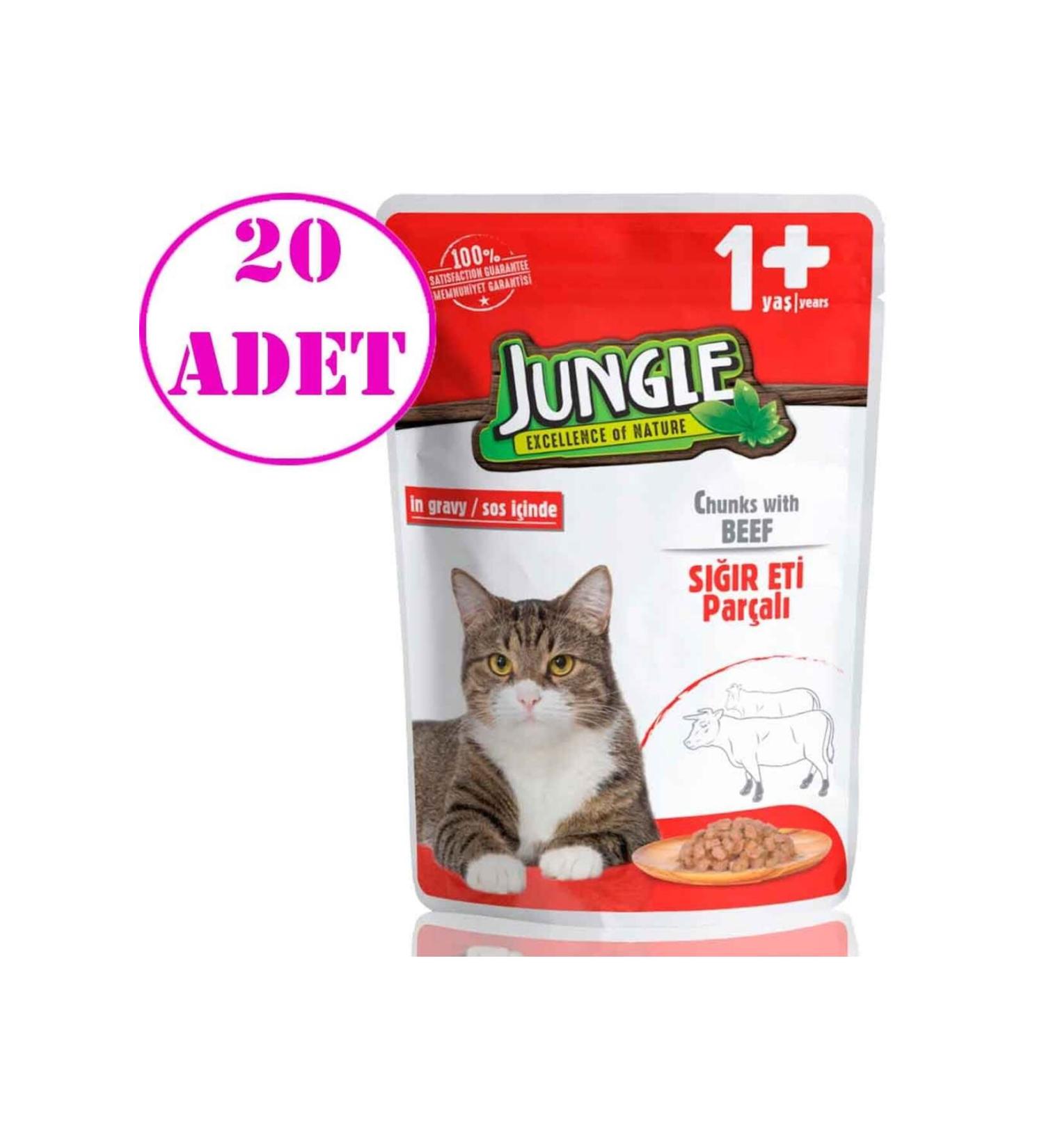 Jungle Cat Wet Food with Steak and Gel 100 gr 20 Pcs