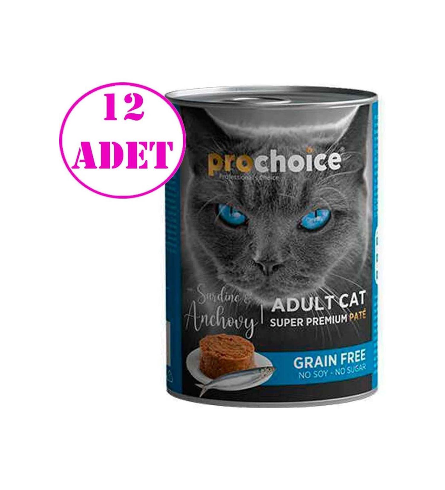 Pro Choice Pro Choice Grain-Free Sardine and Anchovy Pate Adult Cat Canned Food 400 Gr 12 Pieces