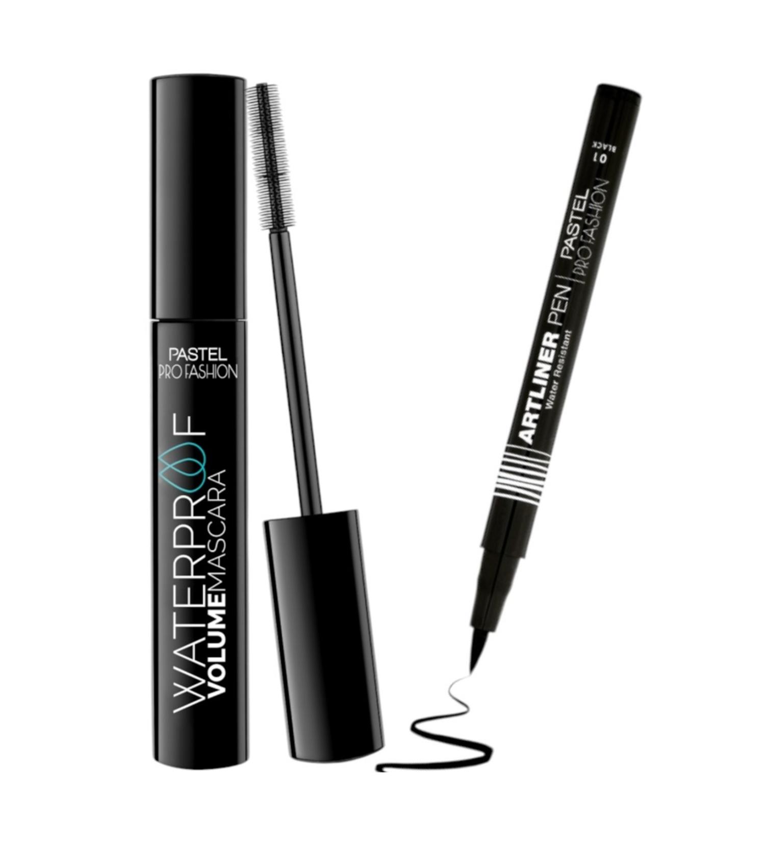 Pastel Waterproof Volume Mascara - Mascara + Pastel Artliner Pen - Artliner Pen 01 Black - Buy Online on GoSupps.com