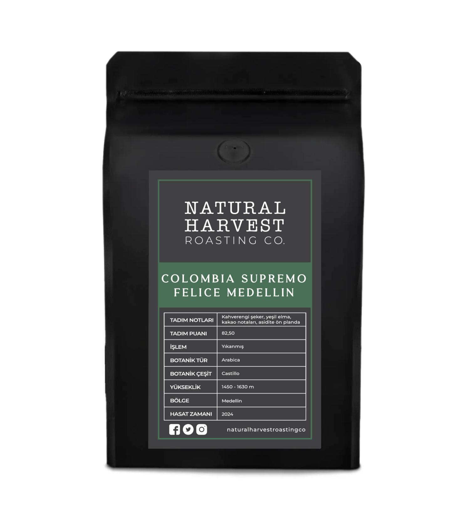 Natural Harvest Roasting Colombia (Colombia) Felice Medellin Espresso Bean Coffee 500 gr