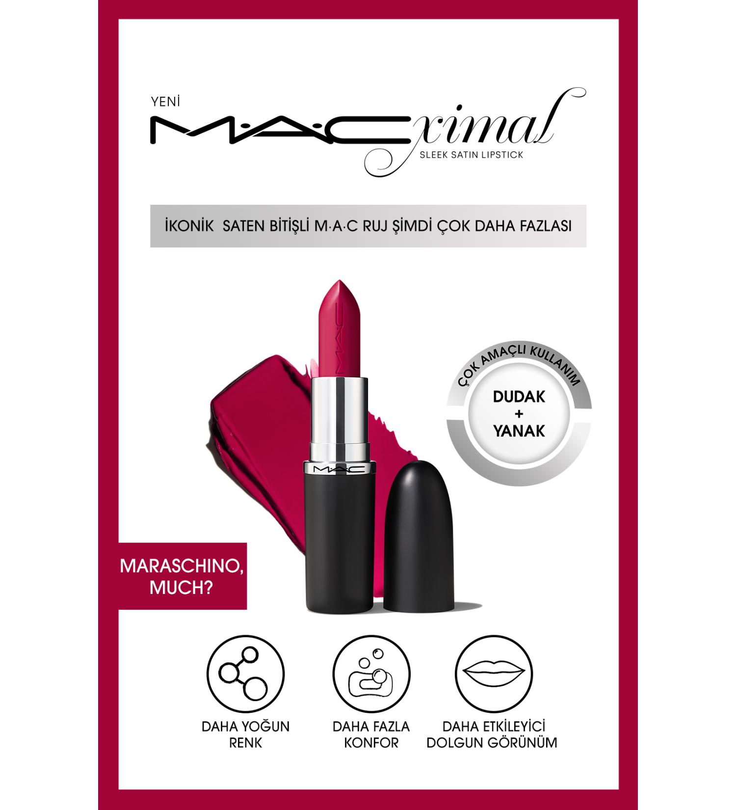 Mac Lipstick with a Nourishing Satin Finish That Gives an Impressively Plump Look-Marashcino Much 3.5g