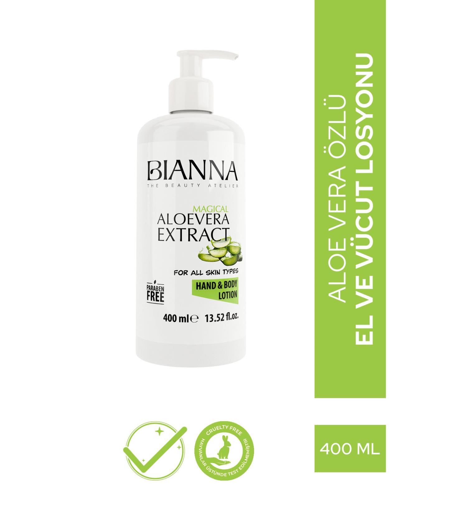Bianna Hand and Body Lotion - Aloe Vera Extract Moisturizing Hand and Body Cream Aloe Vera Extract - 400ML - Buy Online on GoSupps.com