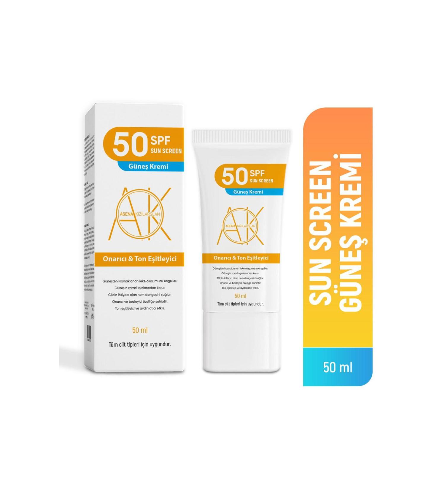 Asena Kizilarslan Repairing Brightening & Tone Equalizing 50 ml 50 Spf Sun Cream - Buy Online on GoSupps.com