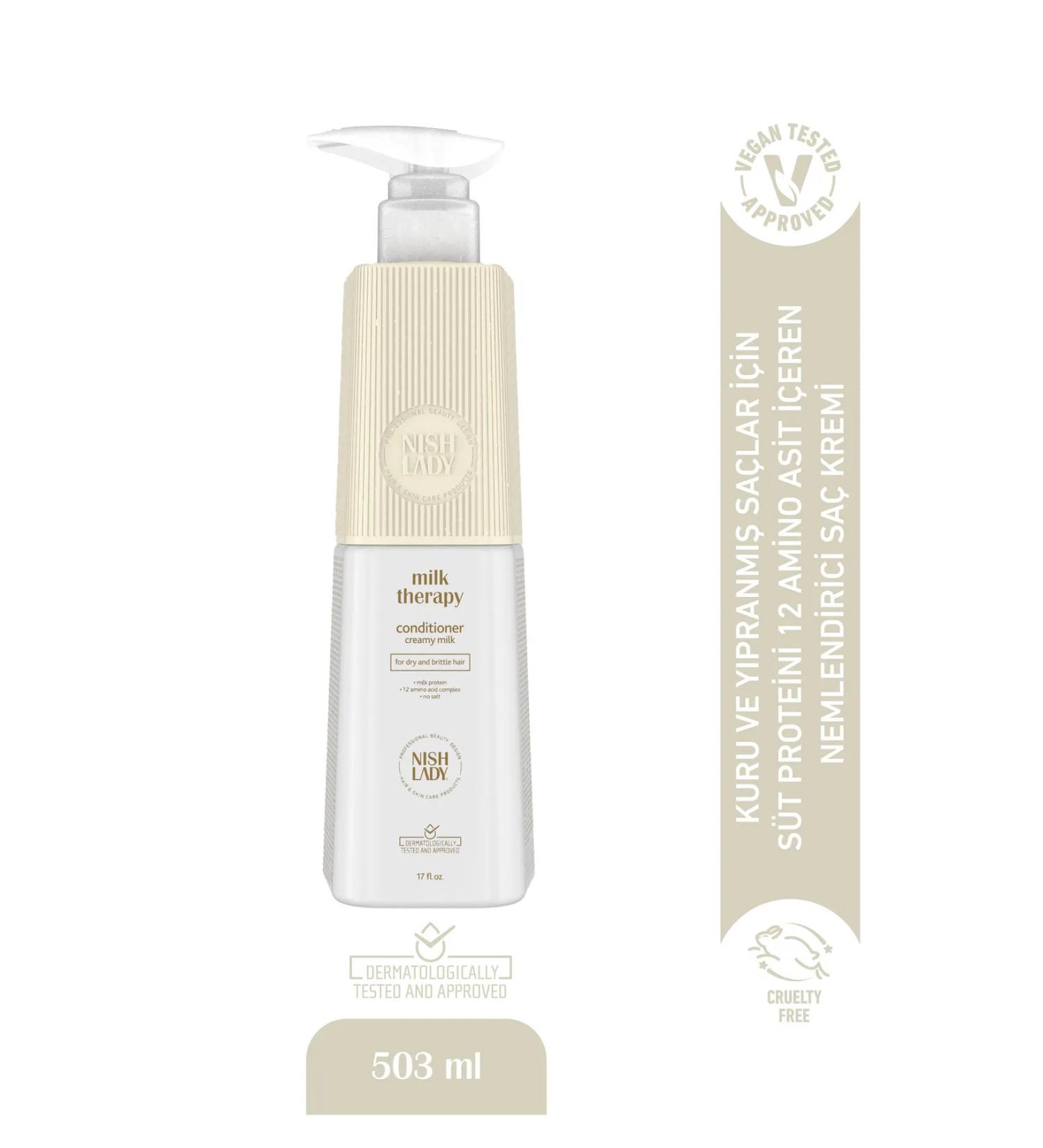 Nishlady Milk Therapy Conditioner 503ml - Moisturizing Conditioner for Dry and Damaged Hair