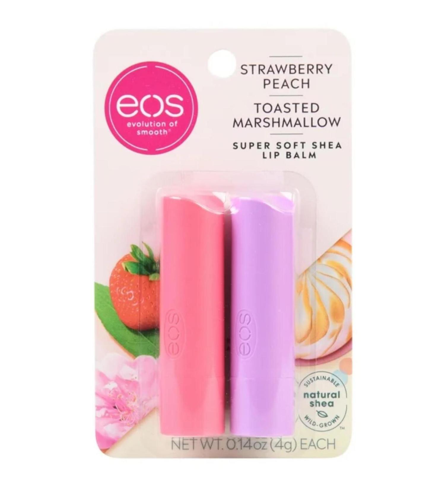 Eos Strawberry Peach and Toasted Marshmallow 2-pack Lip Balm 2x4g.