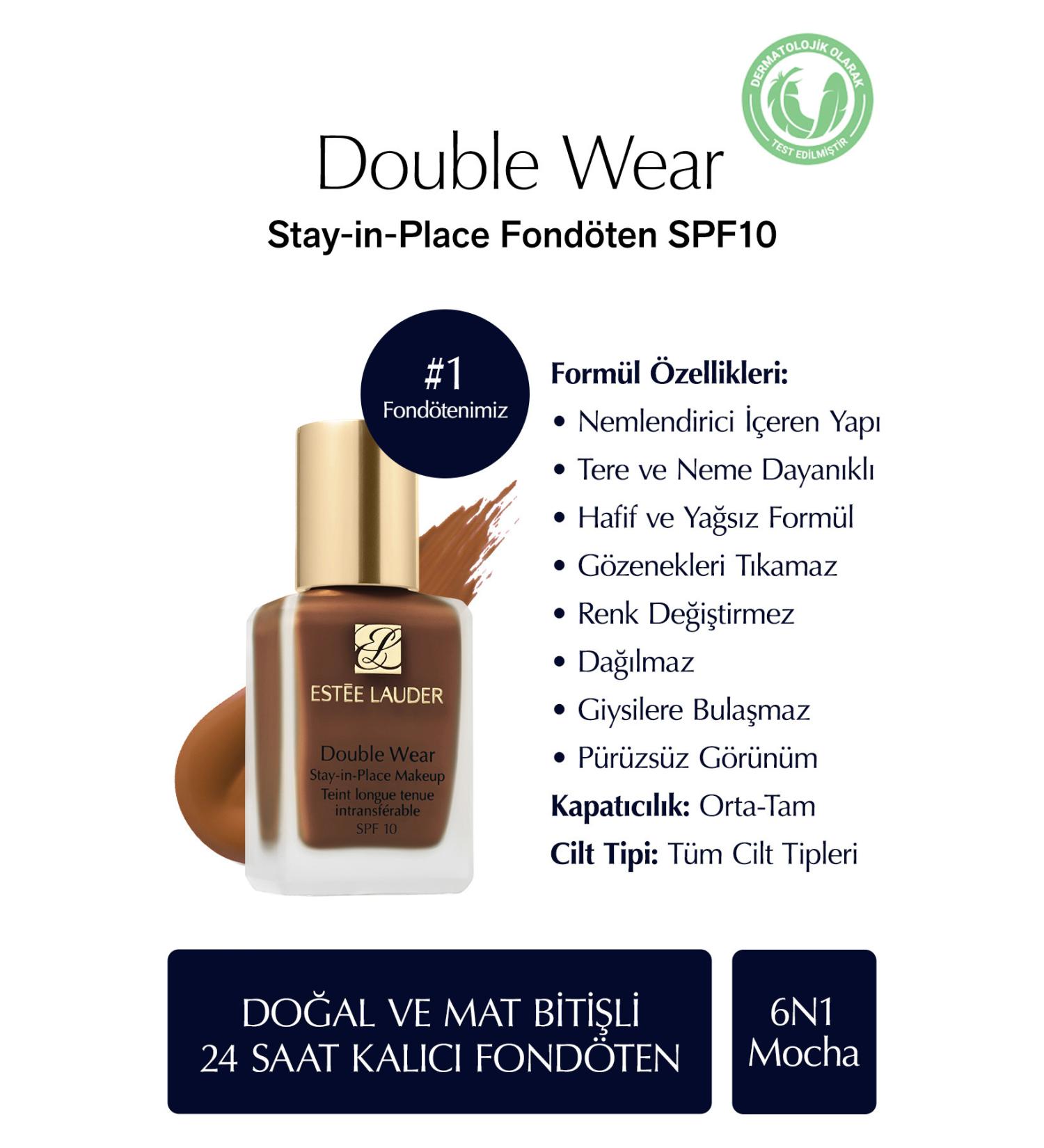 Estee Lauder 24-hour durability: Best Foundation for long-term wear SPF 10 ( 6N1 Mocha ) 30 mlNATUL NB 564 - Buy Online on GoSupps.com