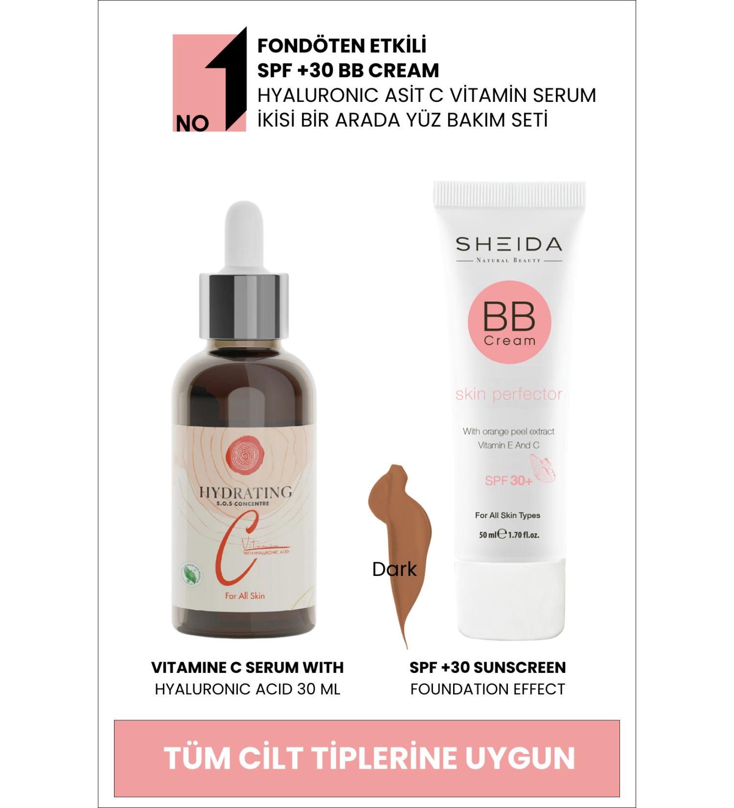 Sheida BB Cream High Coverage and Hyaluronic Acid Vitamin C Concentrate Serum Care Set - Buy Online on GoSupps.com