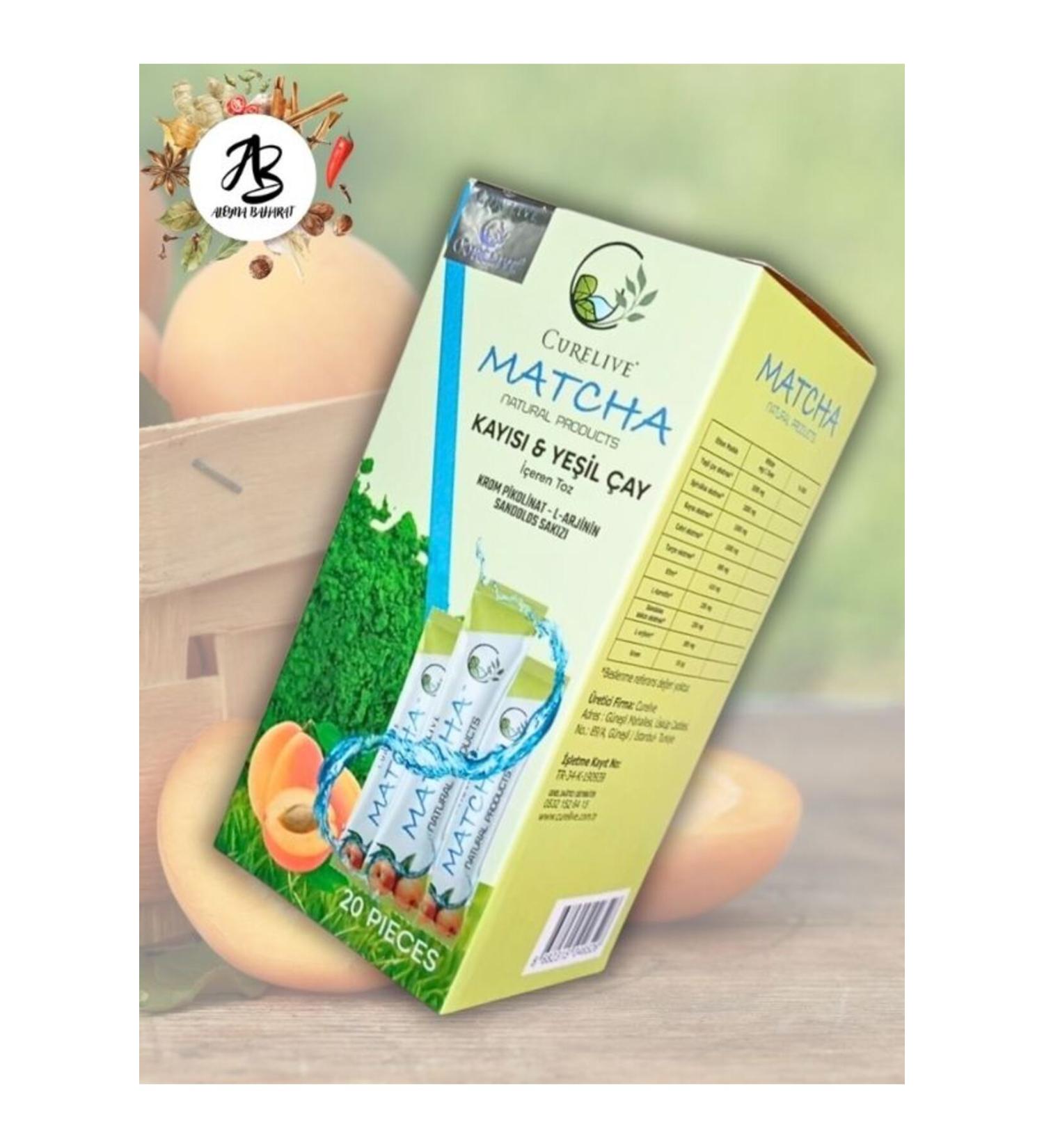 CURELIVE Aleyna Baharat Matcha Apricot Flavored Detox Burner Form Matcha Macha 20 pcs - Buy Online on GoSupps.com