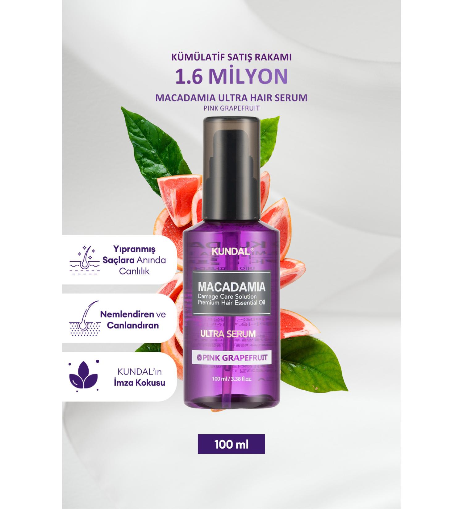 Kundal Dry and Damaged Hair Repairing Care Serum KUNDAL Macadamia Ultra Hair Serum (Pink Grapefruit) - Buy Online on GoSupps.com