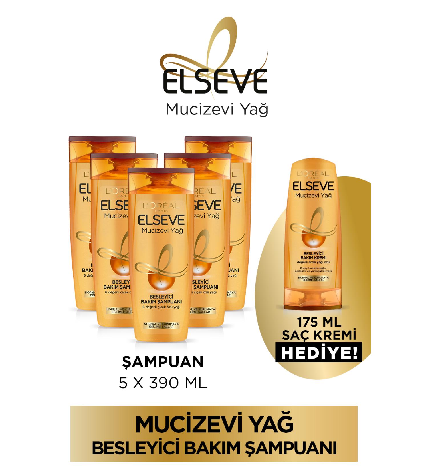 Elseve 5-Piece 390ml Miraculous Oil Nourishing Care Shampoo + 175ml Hair Conditioner Set - Buy Online on GoSupps.com