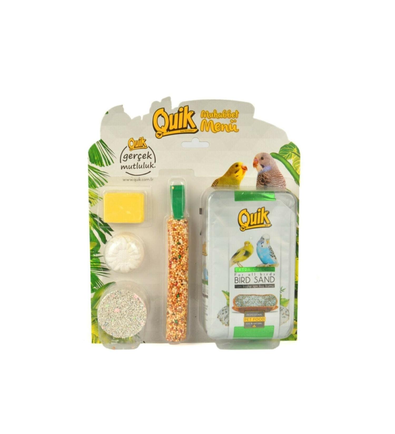 Quik Budgie Menu Bird Cracker Peck Stone and Sand Set (1 PACK)