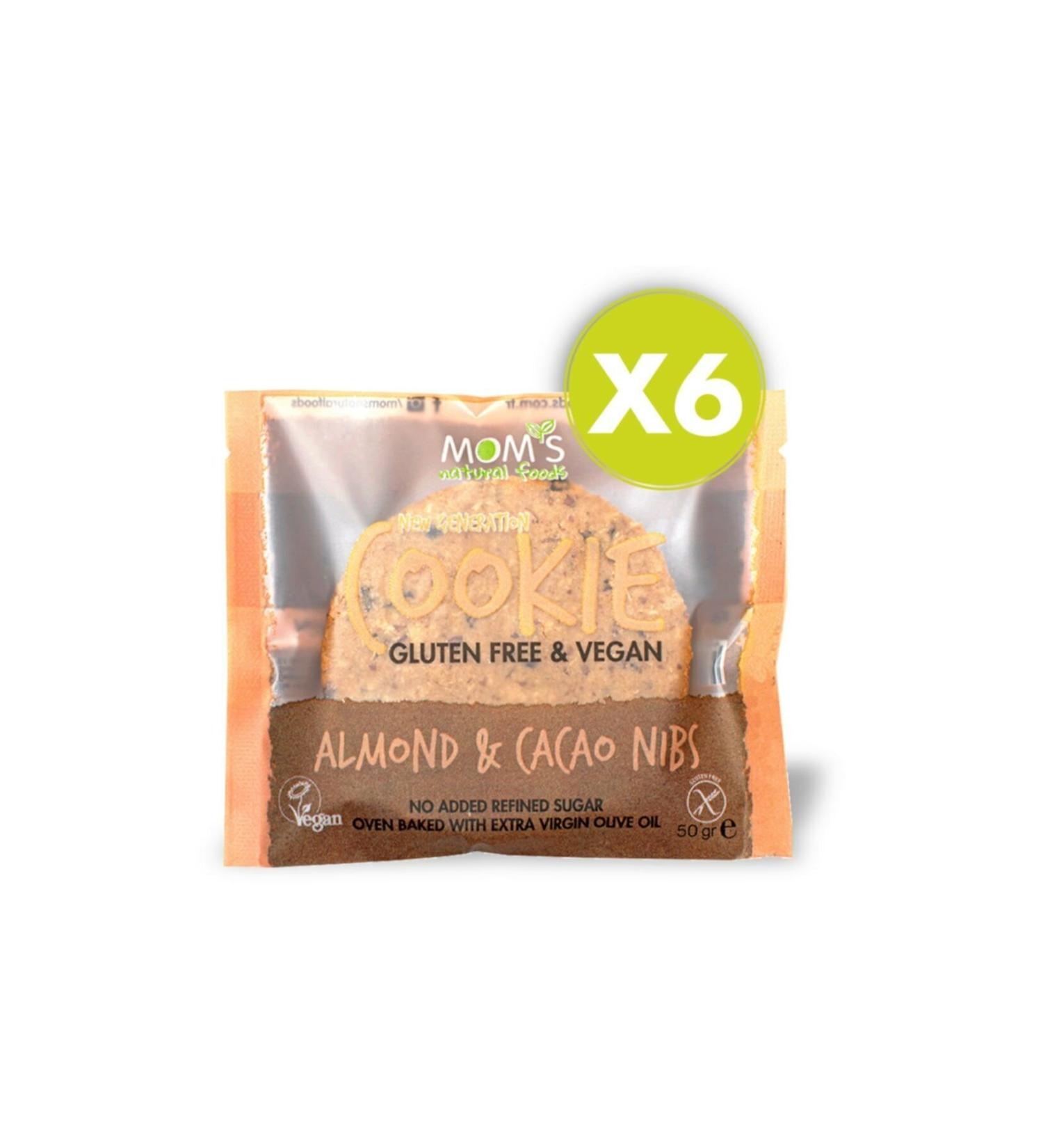 Mom's Natural Foods 6-pack Gluten-Free ALMOND & CACAO NIBS Cookie