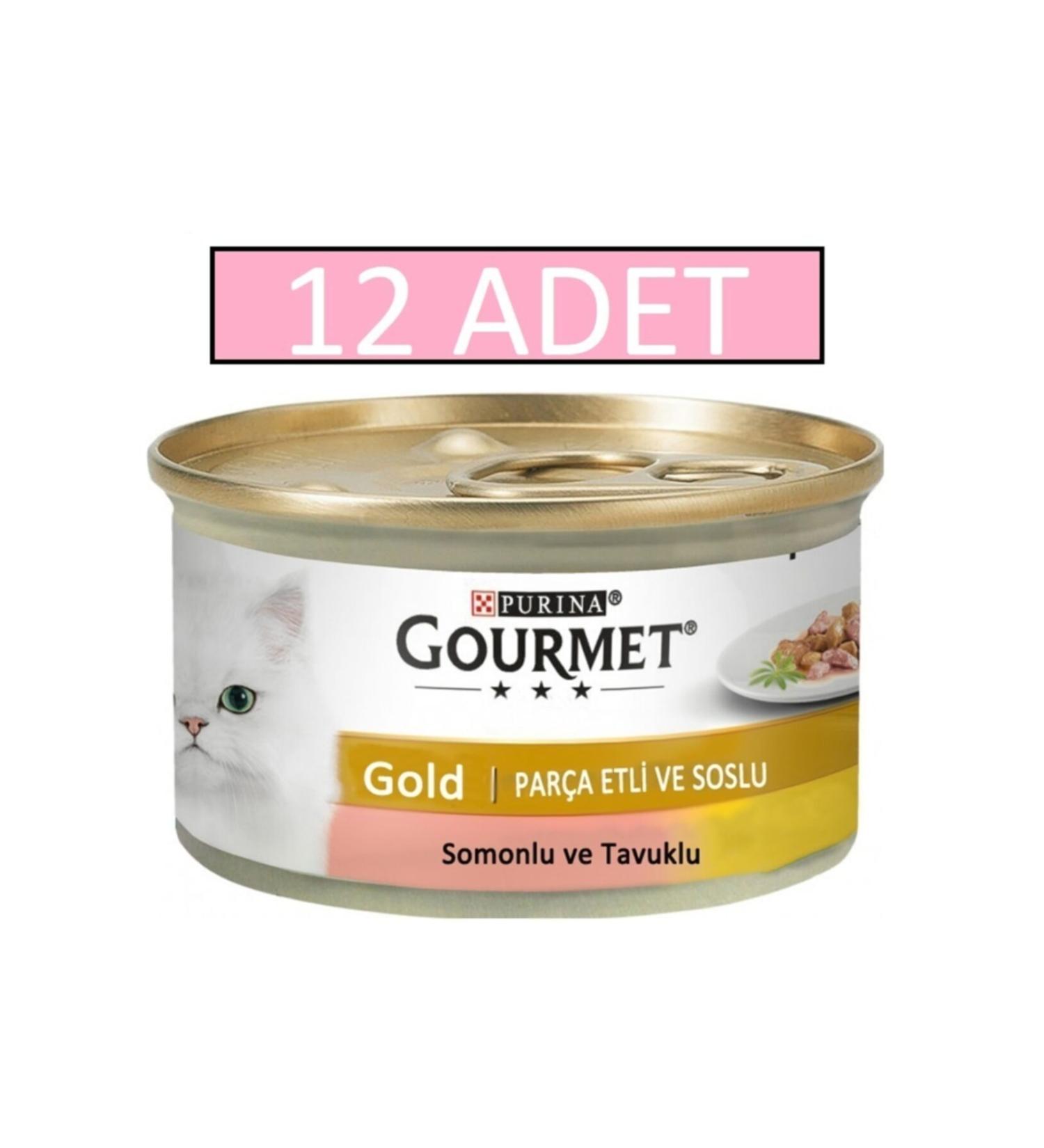 Gourmet Salmon Chicken Pieces Cat Canned Food 12x85 Gr