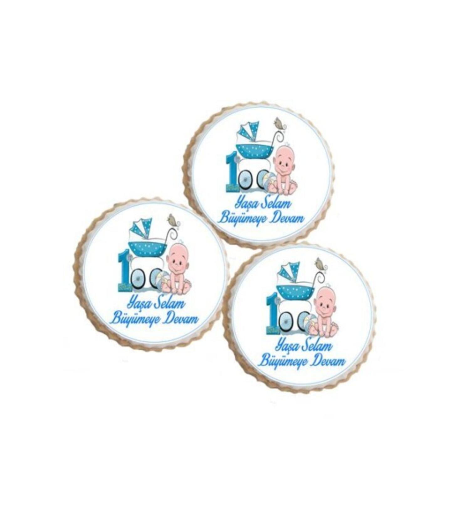 One Year Old Boy Illustrated Edible Cookies 15 Pieces Bryserk