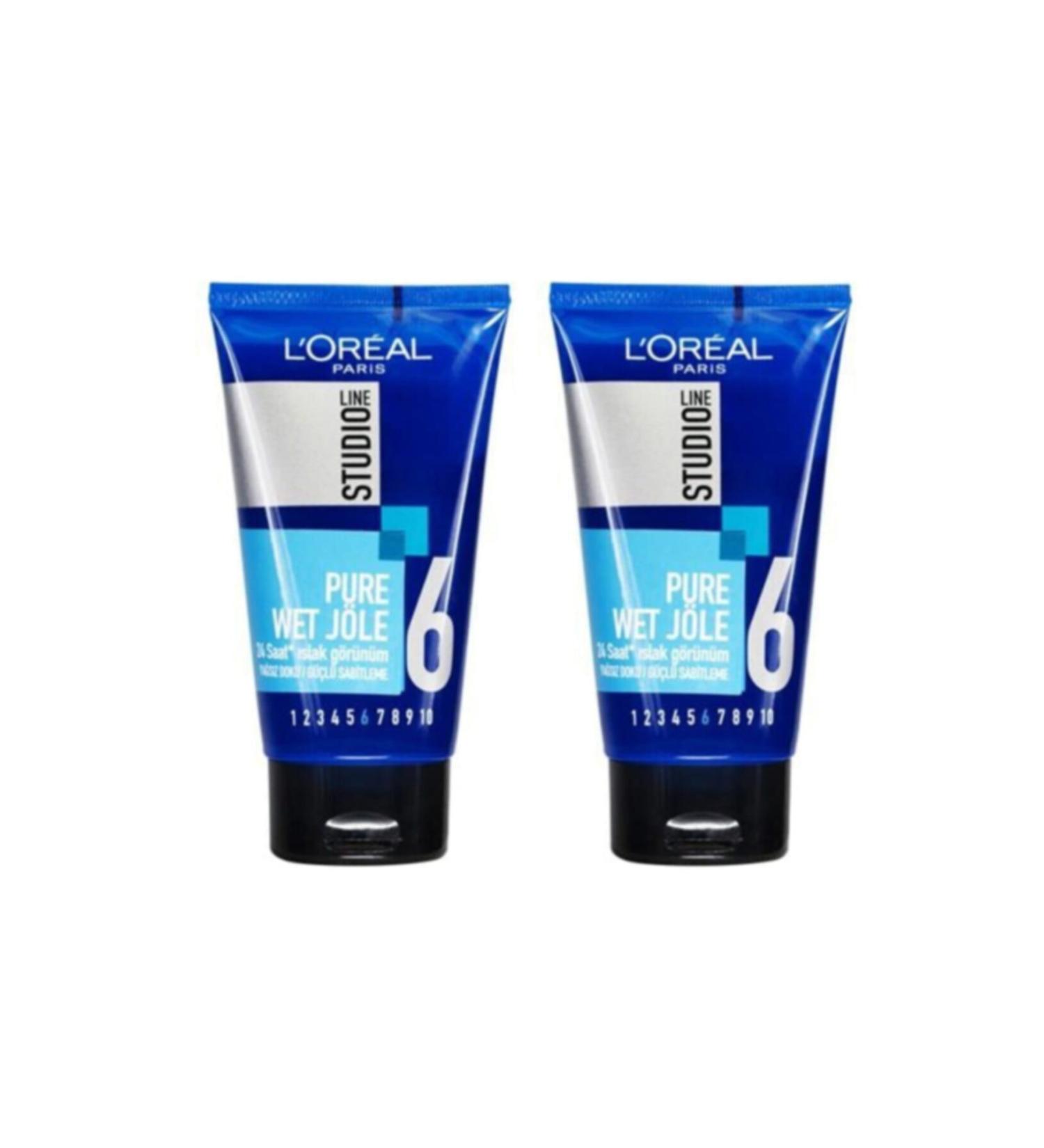 L'Oreal Paris Studio Line Pure Wet 24 Hour Wet Look Strong Fixation Gel X2 Pieces