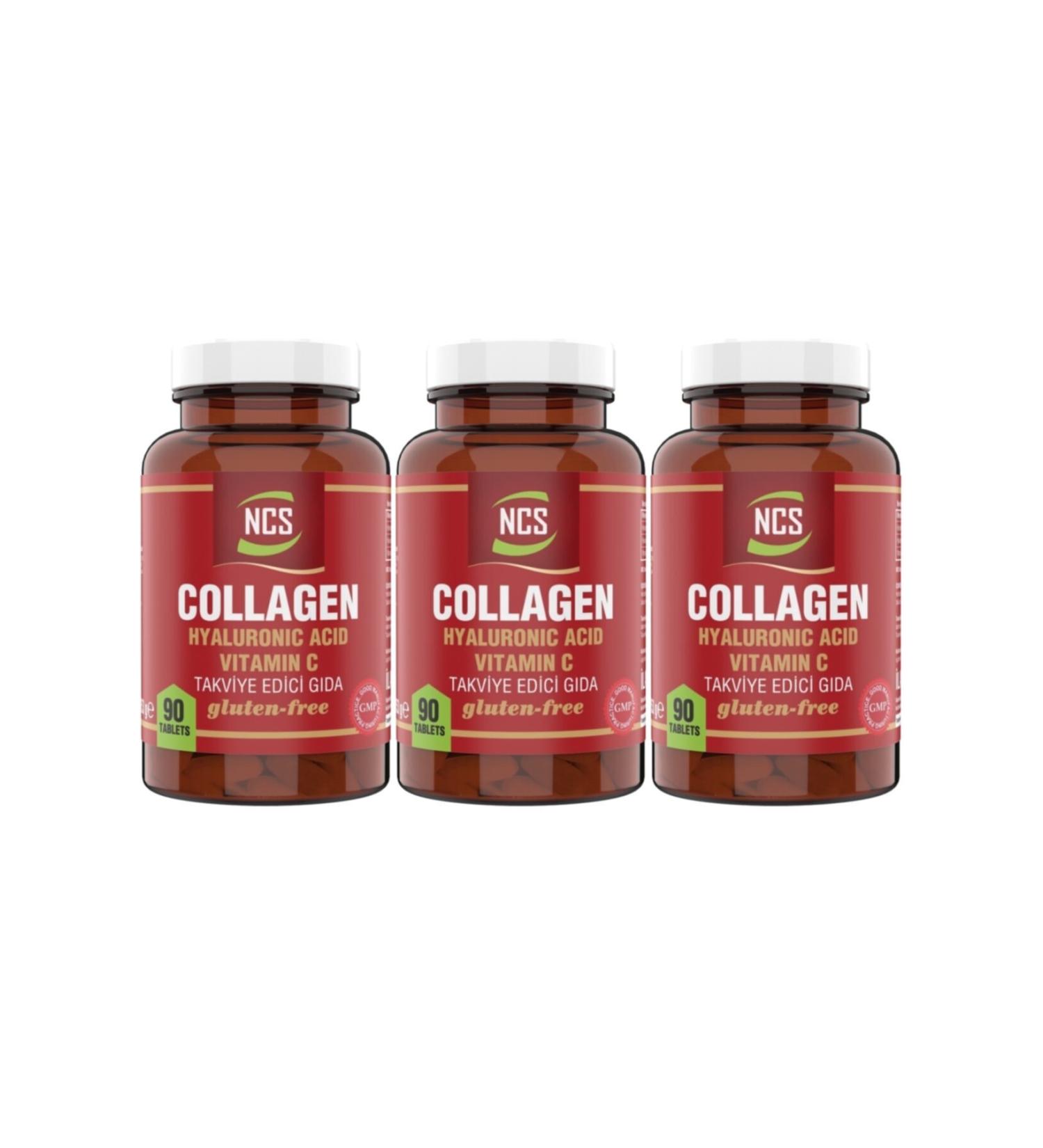Ncs Hydrolyzed Collagen 3 Box 270 Tablets Hyaluronic Acid Vitamin C Type 1-2-3