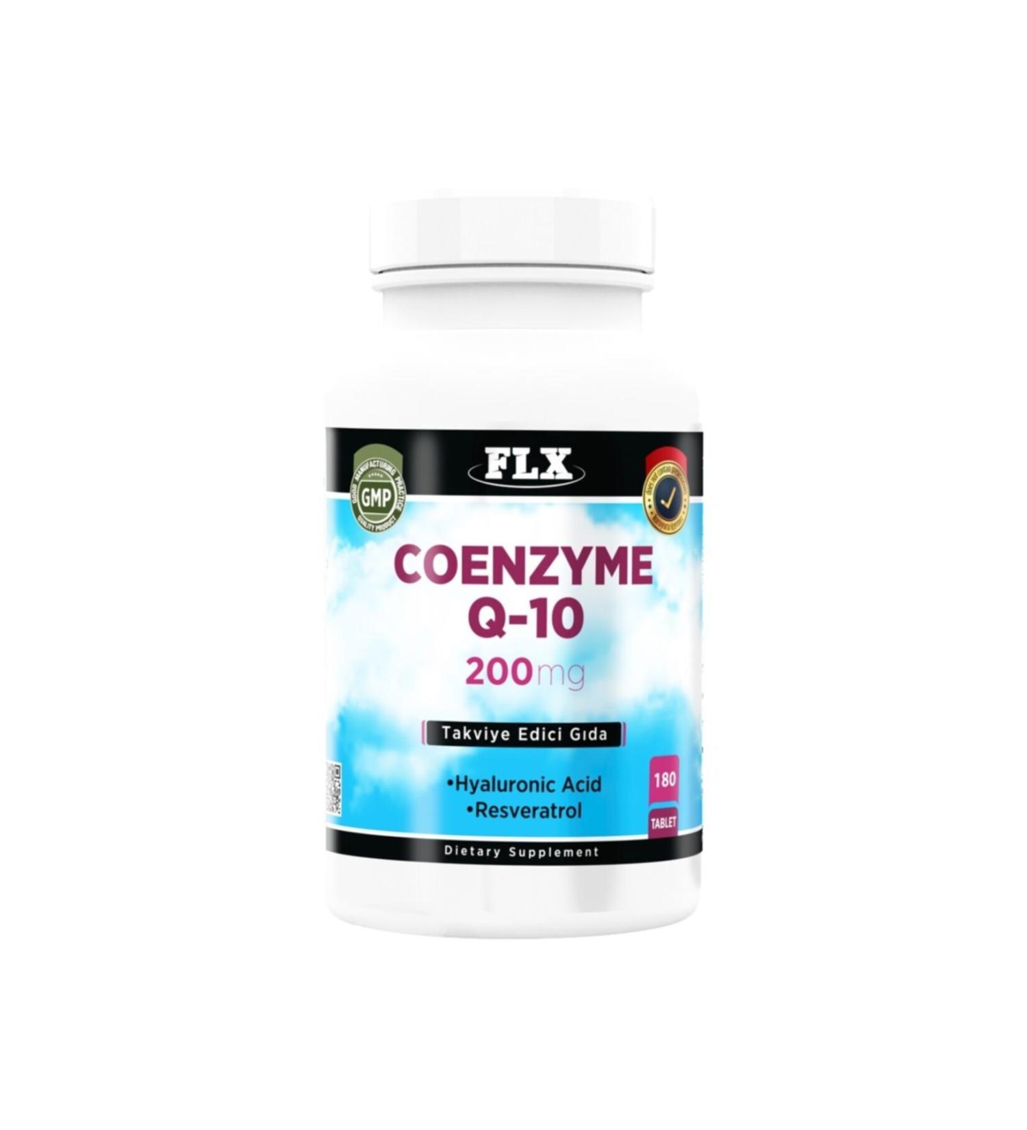 FLX Coenzyme Q-10 200 Mg Hyaluronic Acid Resveratrol 180 Tablets