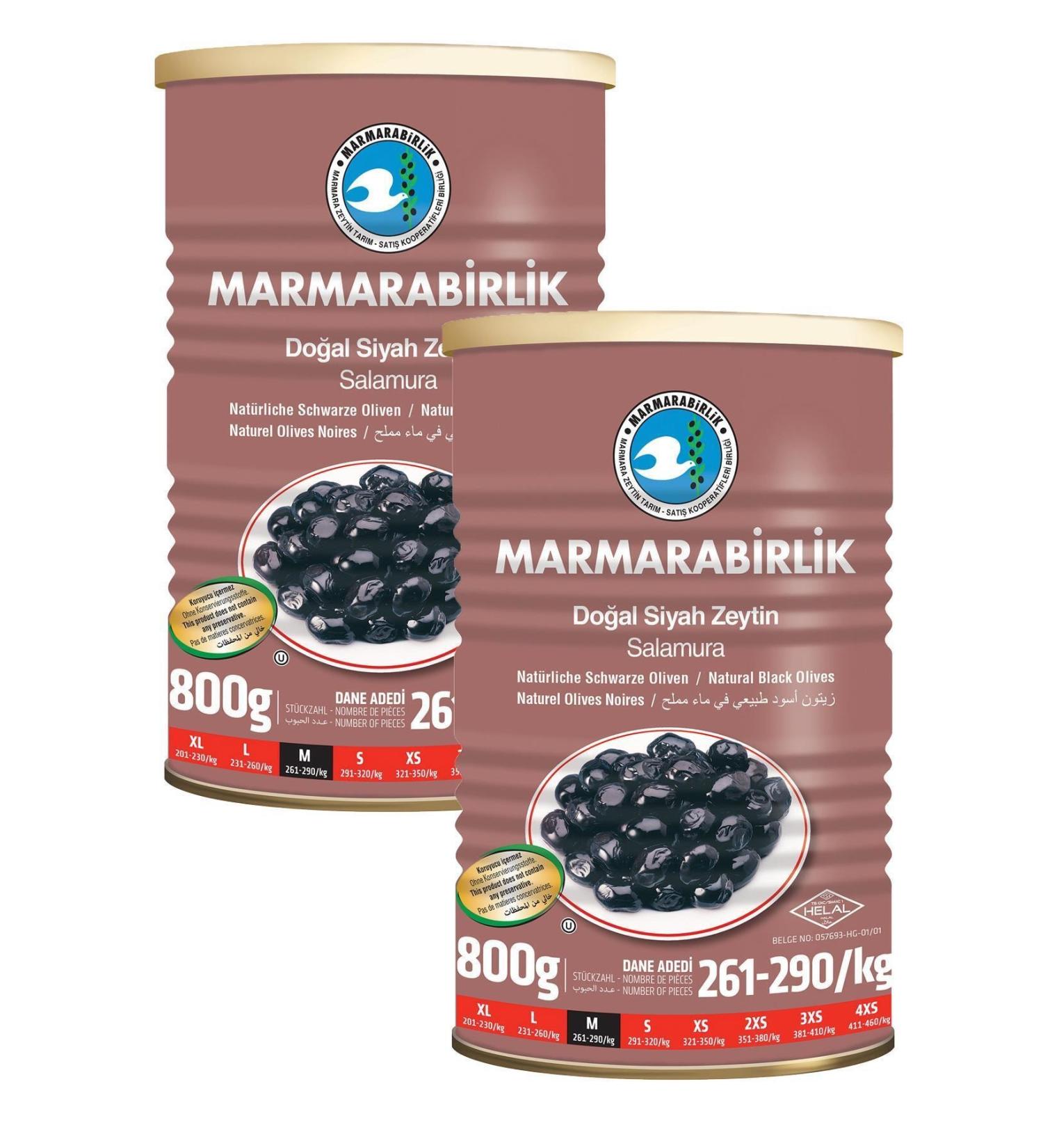 Marmarabirlik Super Black Olives 261-290 (m) 800gr Tank (2 Pieces)