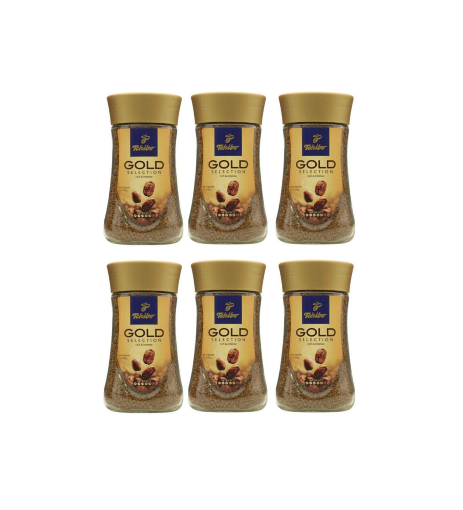Tchibo Gold Selection Granulated Coffee Glass Jar 100 Gr Set of 6
