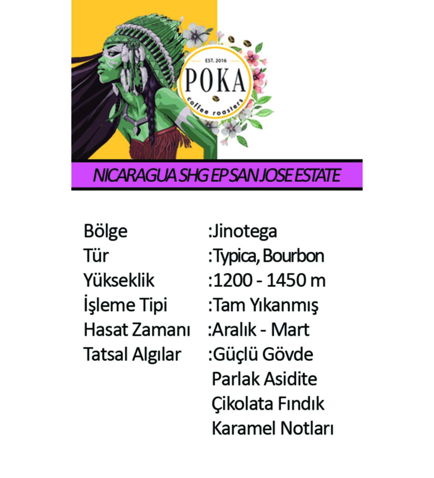 POKA COFFEE Nicaragua Shg Ep San Jose Estate 250 Gr Ground Filter Coffee