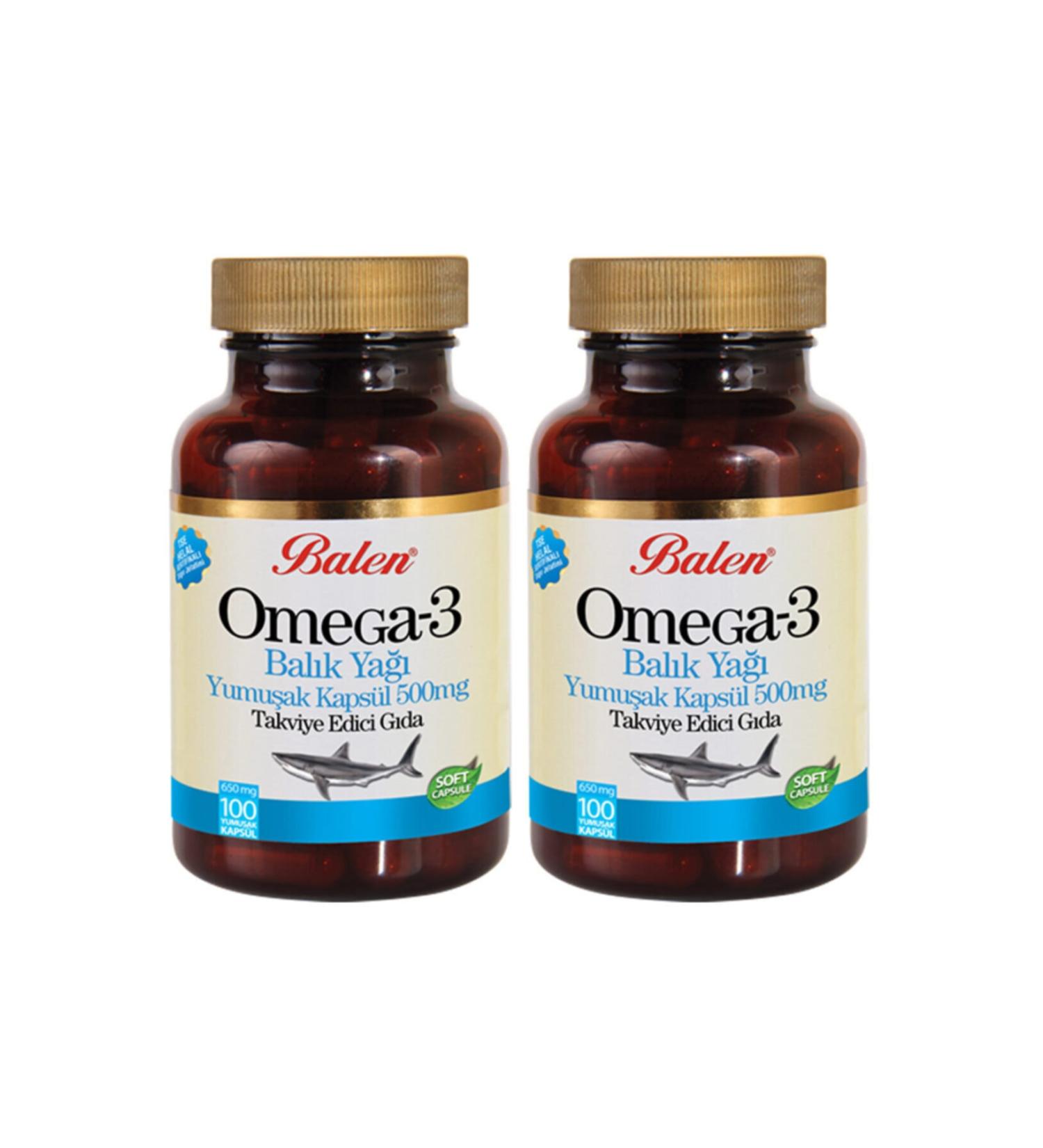 Balen Omega 3 Fish Oil 100 Softgels 500 Mg X 2 Pieces