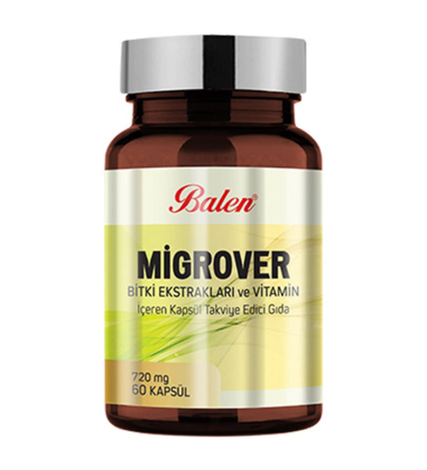 Balen Migrover Plant Extracts and Vitamin Containing Capsules 720 Mg 60 Capsules