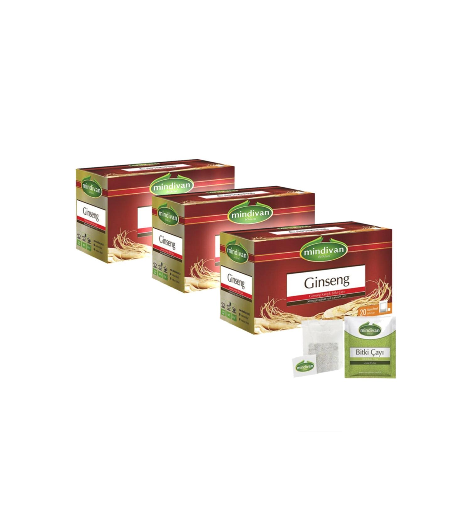 Mindivan Ginseng Tea 20 Herbal Tea X 3 Pieces